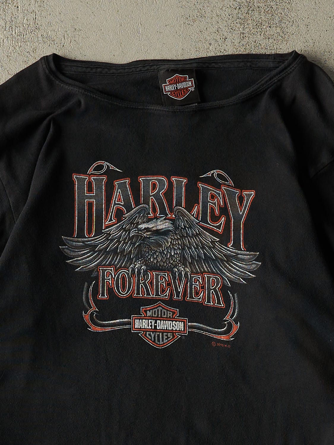 Vintage 10' Black Harley Davidson Edmonton Alberta Long Sleeve (S/M) - Image 2