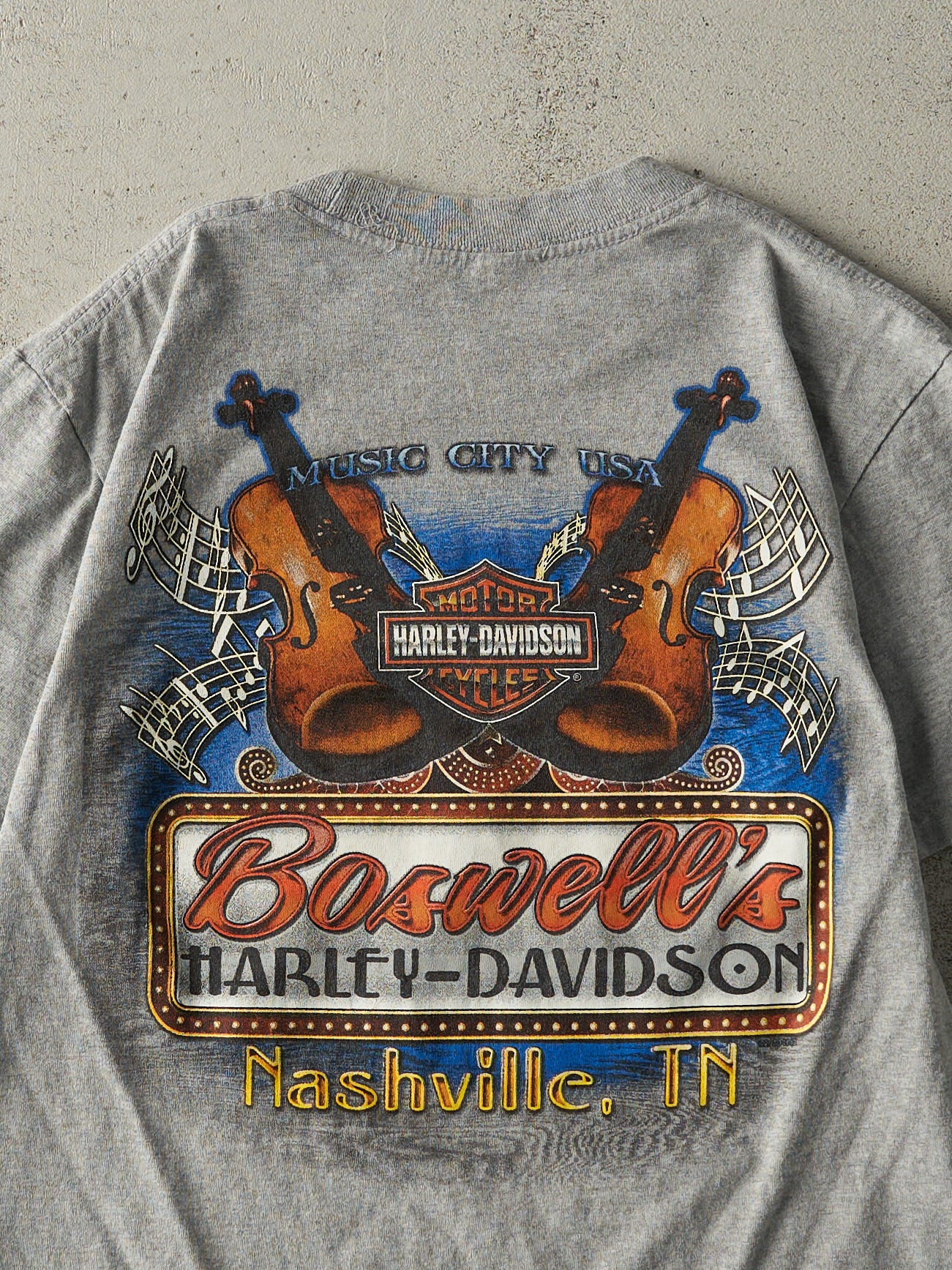 Vintage 10' Grey Nashville TN Harley Davidson Tee (S/M) - Image 4