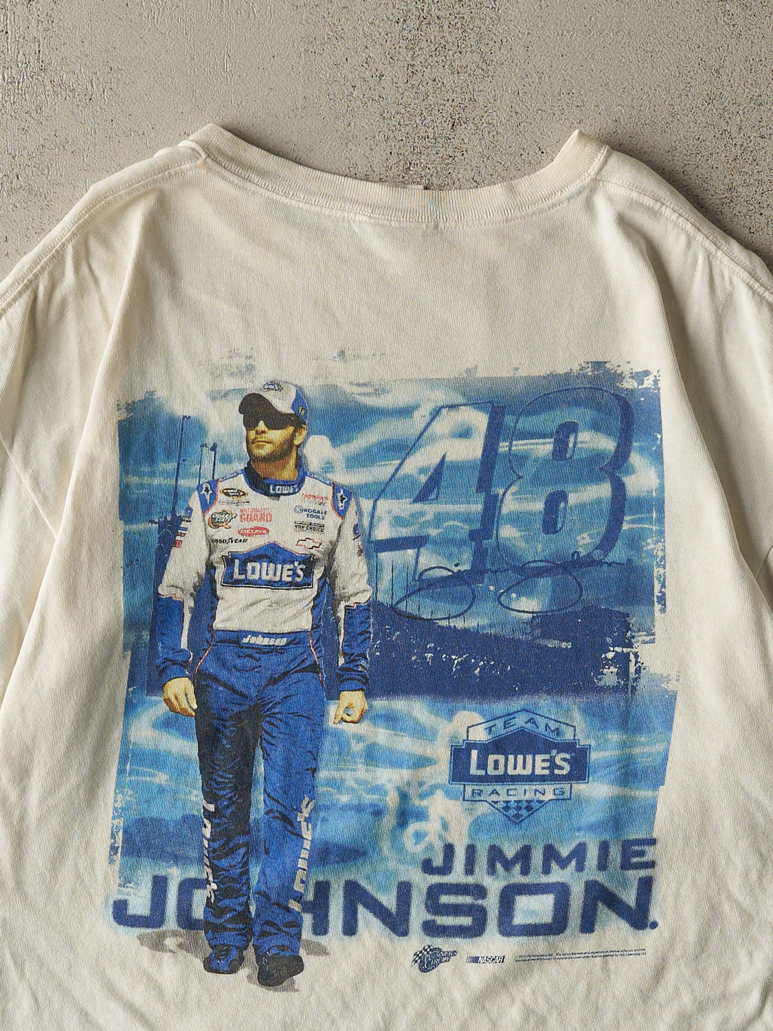 Vintage 10' White Jimmie Johnson Nascar Racing Tee (L/XL) - Image 4