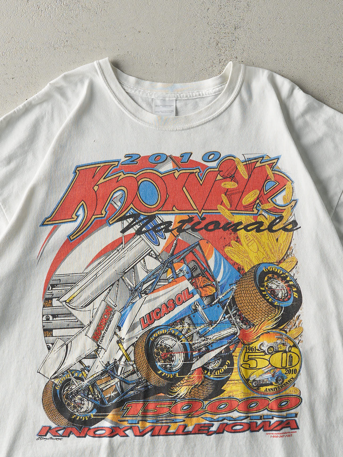 Vintage 10' White Knoxville Nationals Racing Tee (XL) - Image 3