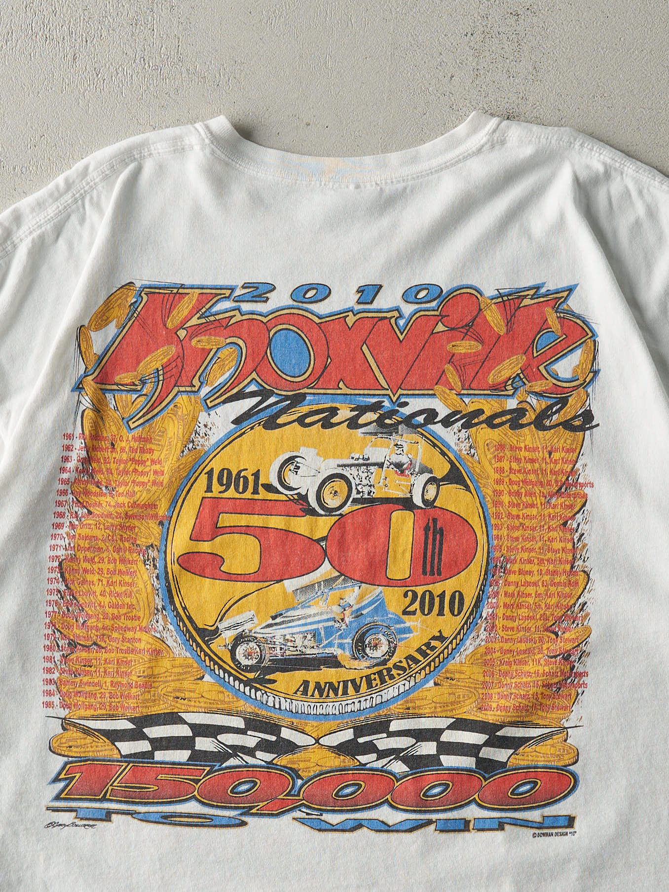 Vintage 10' White Knoxville Nationals Racing Tee (XL) - Image 4