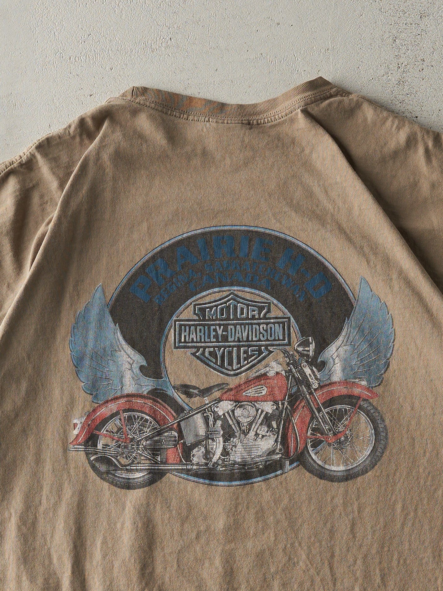 Vintage 11' Beige Regina Saskatchewan Harley Davidson Tee (XXL) - Image 4