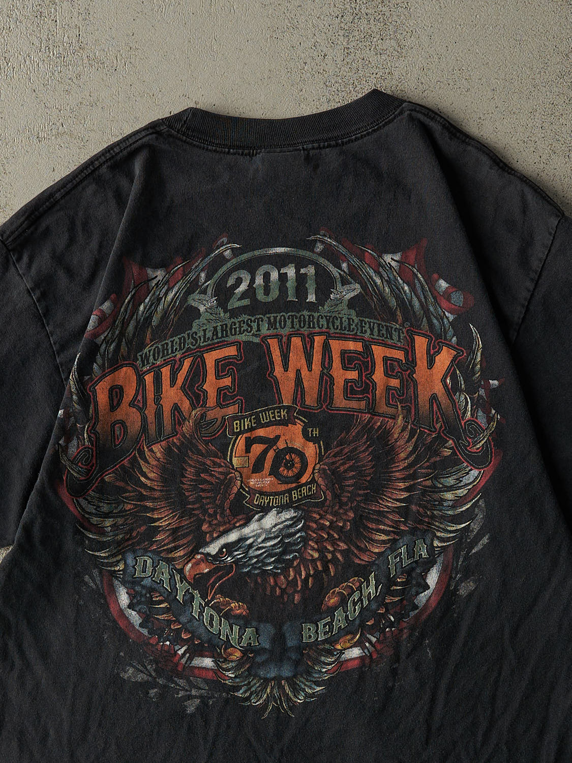 Vintage 11' Faded Black Daytona Beach Bike Week Tee (L) - Image 4