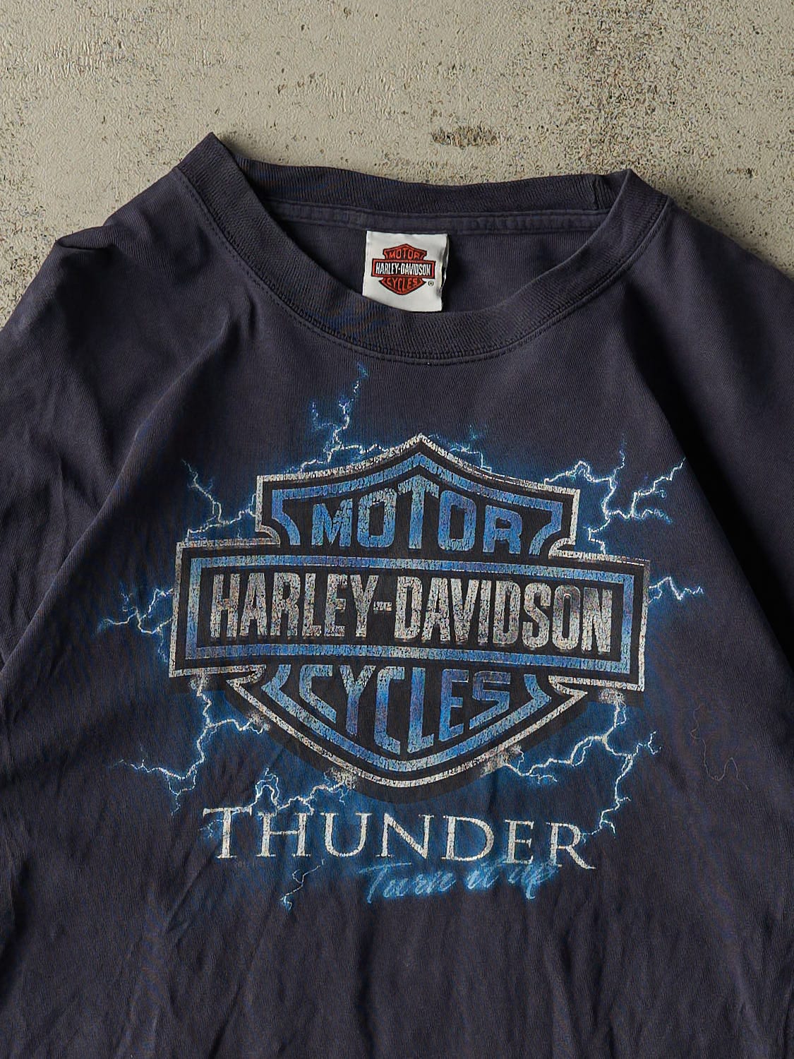 Vintage 11' Navy Blue Harley Davison Thunder New Orleans LA Tee (S/M) - Image 3