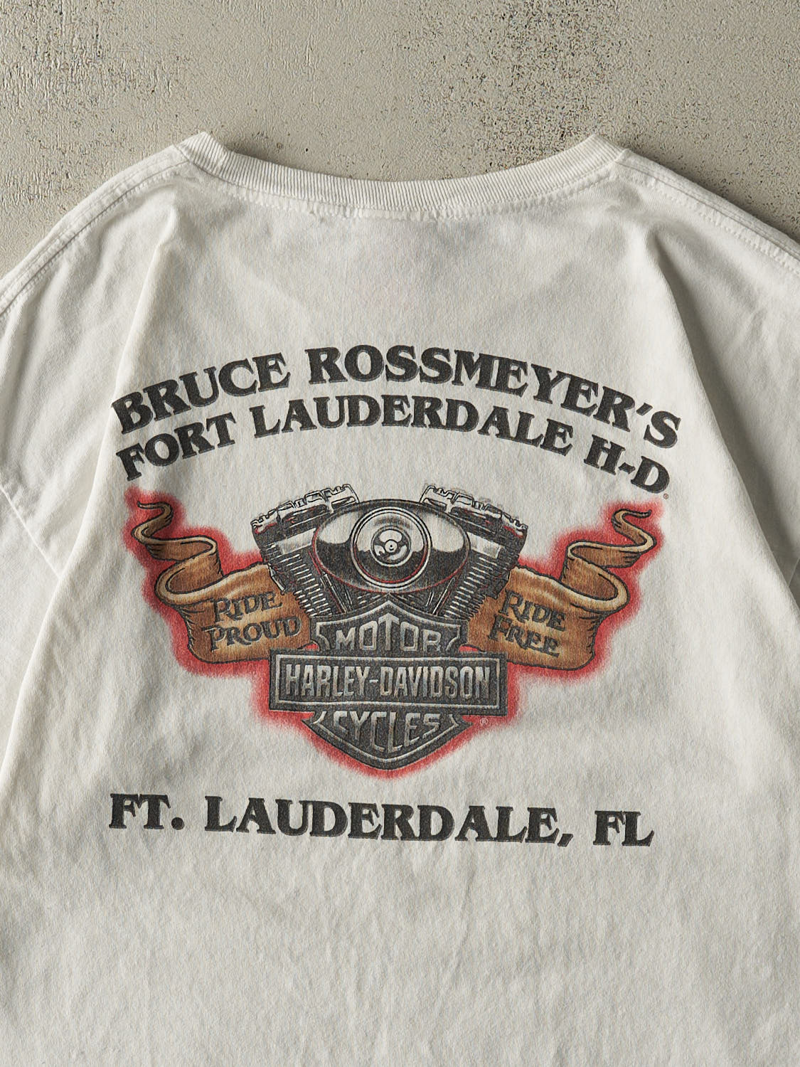 Vintage 12' White Harley Davidson Fort Lauderdale Tee (M/L) - Image 4
