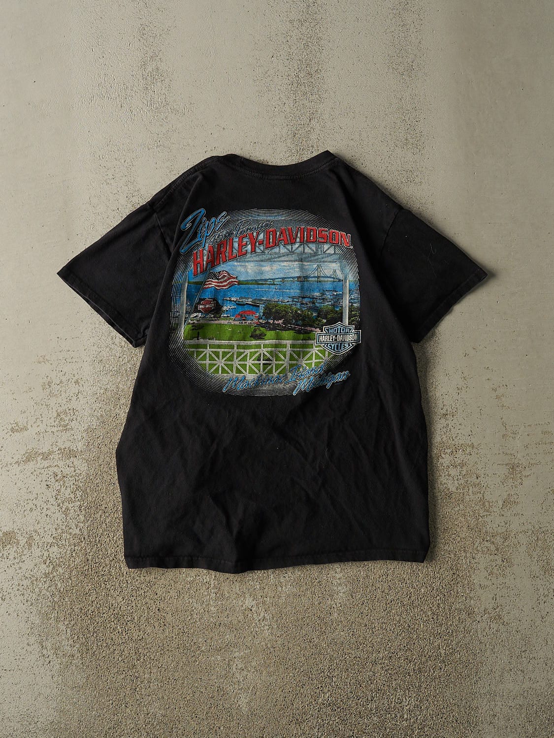 Vintage 13' Black Harley Davidson Mackinac Island MI Tee (M) - Image 2