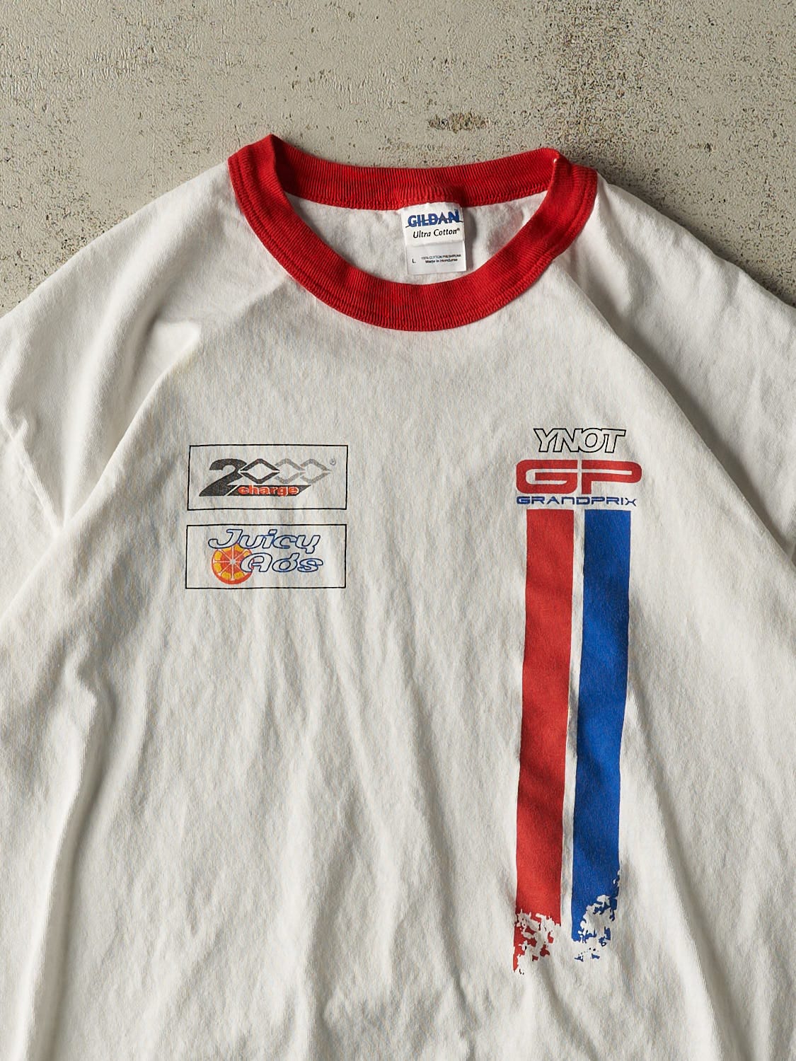 Vintage 13' White Grand Prix Ringer Tee (M/L) - Image 3