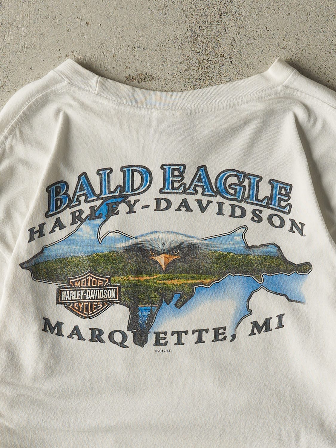 Vintage 13' White Harley Davidson Marquette MI Long Sleeve (M/L) - Image 4