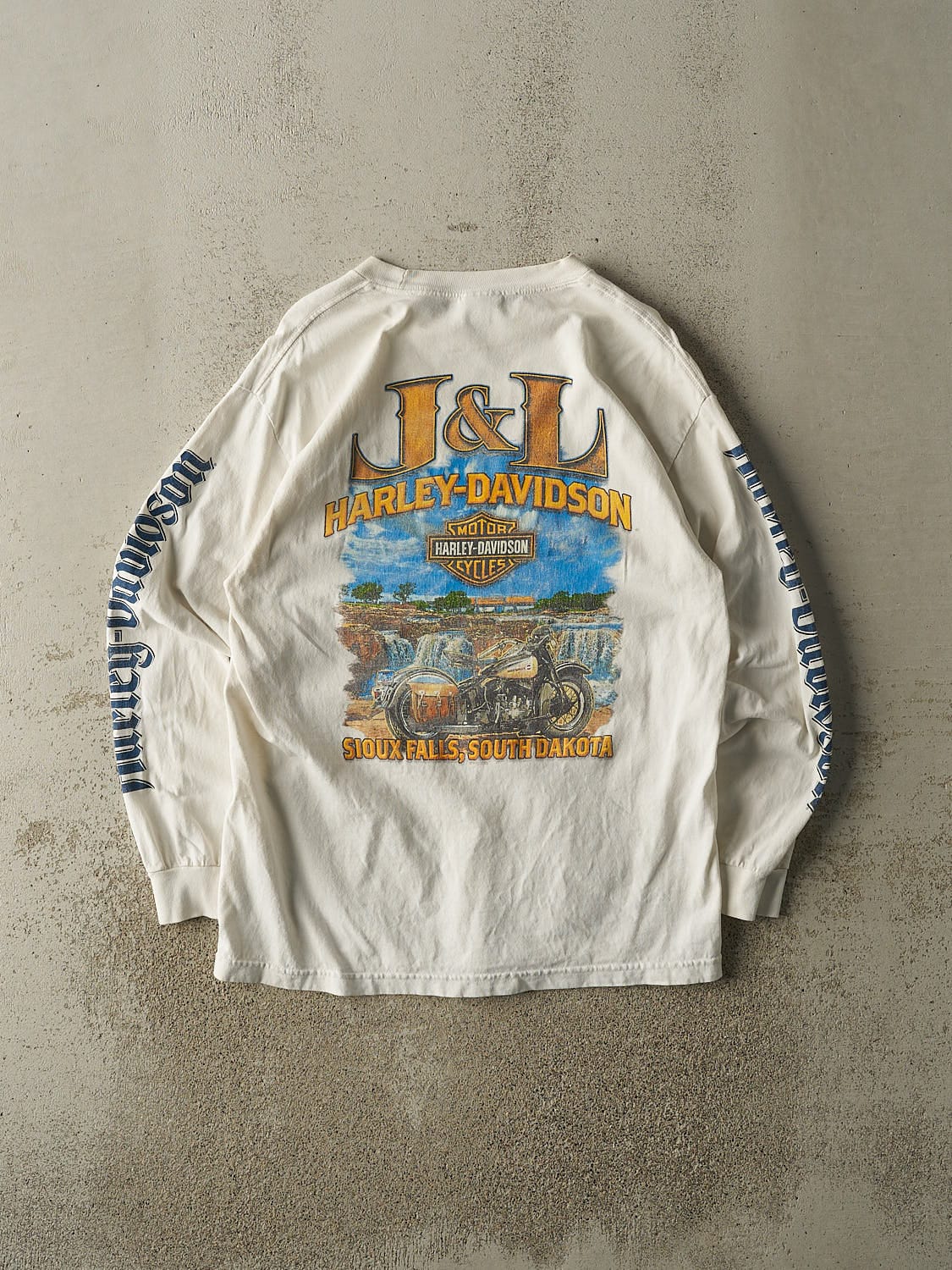 Vintage 13' White Harley Davidson Sioux Falls SD Long Sleeve (M/L) - Image 2