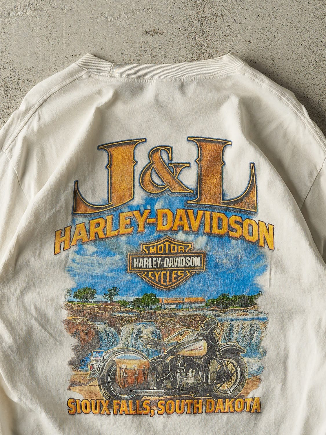 Vintage 13' White Harley Davidson Sioux Falls SD Long Sleeve (M/L) - Image 4