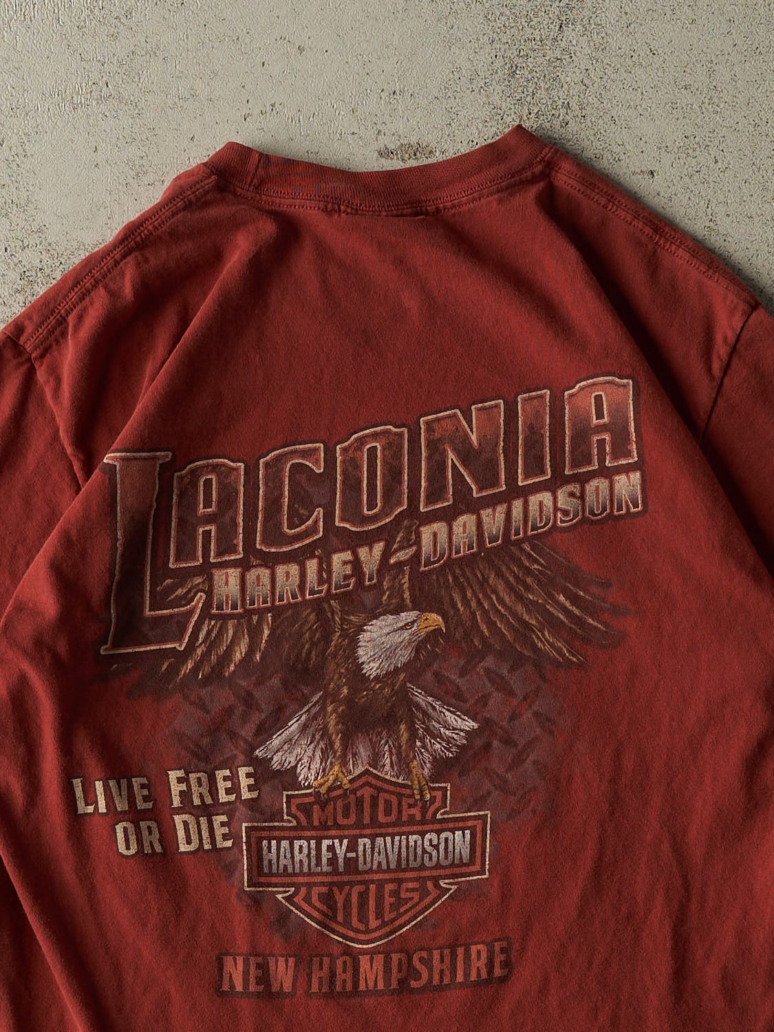 Vintage 14' Orange Harley Davidson New Hampshire Tee (S/M) - Image 4