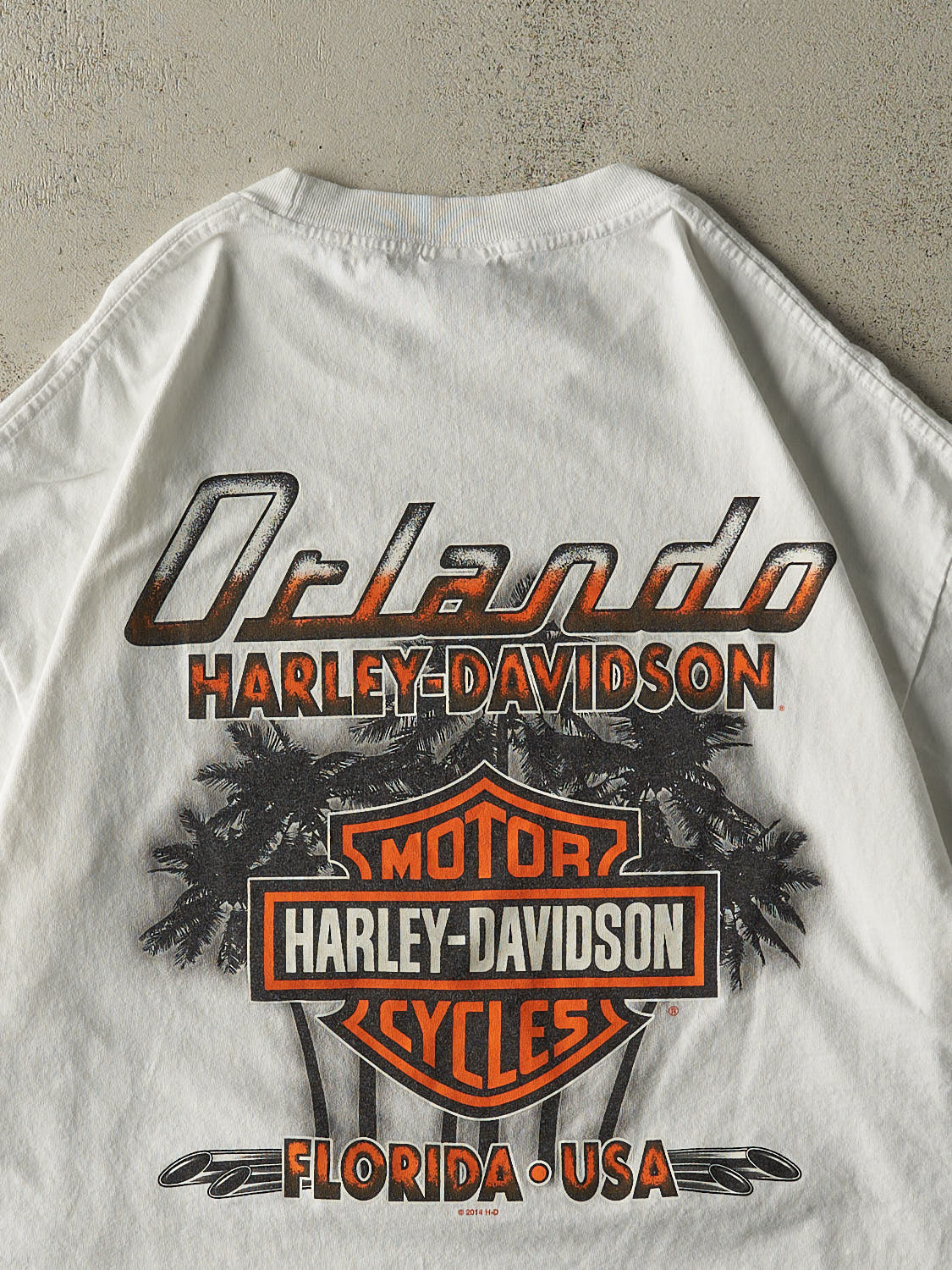 Vintage 14' White Orlando FL Harley Davidson Tee (XL/XXL) - Image 4