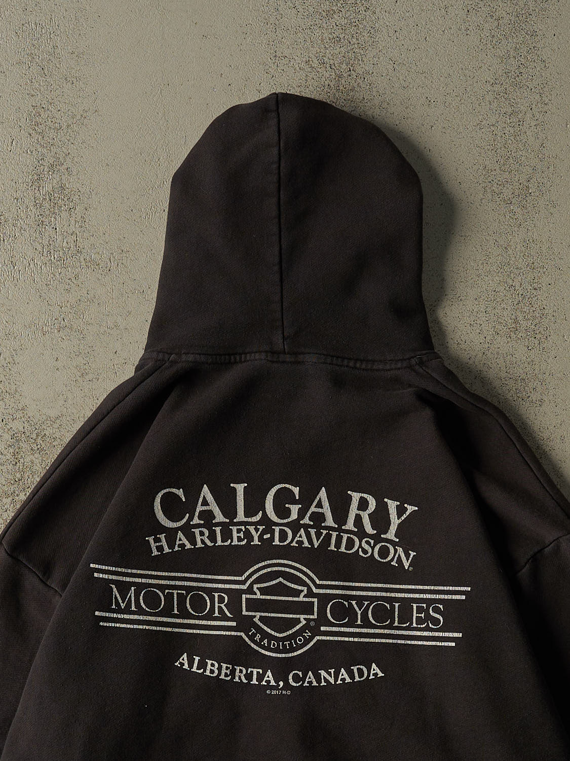 17' Faded Black Harley Davidson Alberta Zip Up Hoodie (XL) - Image 5
