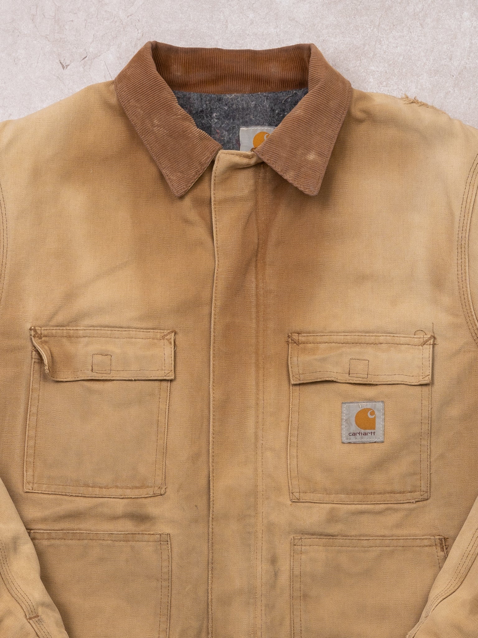 Vintage Carhartt Rugged Beige Lined Jacket (L) - Image 3