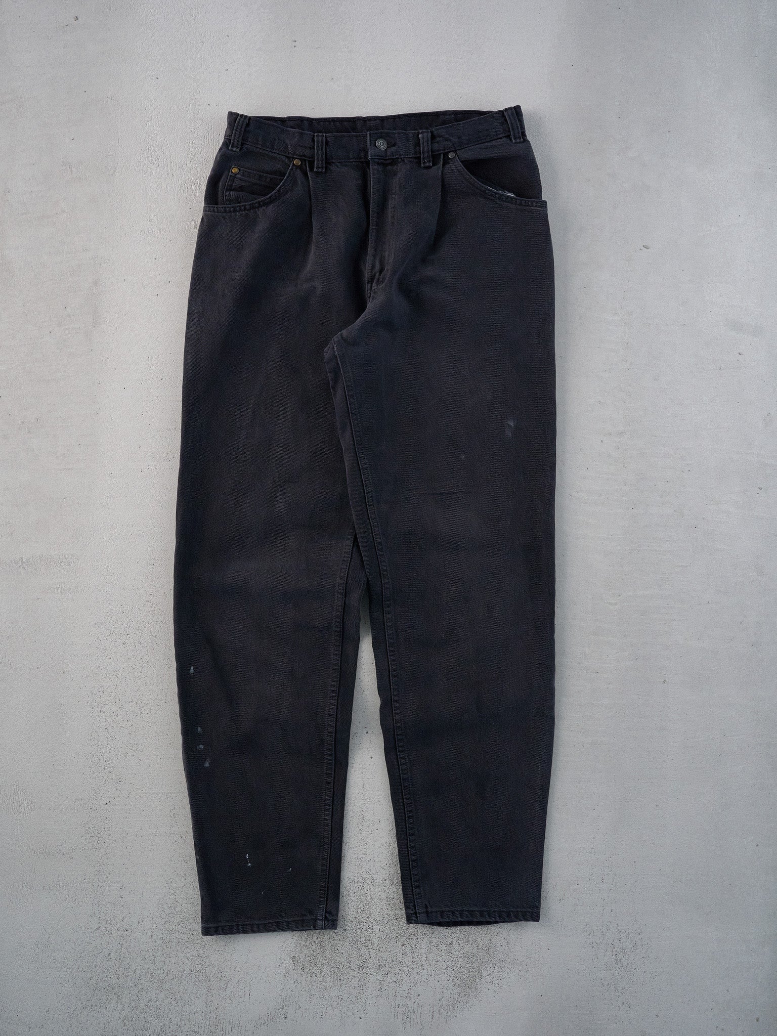 Vintage 70s Washed Black Levi's 566 Denim Jeans (33x32)