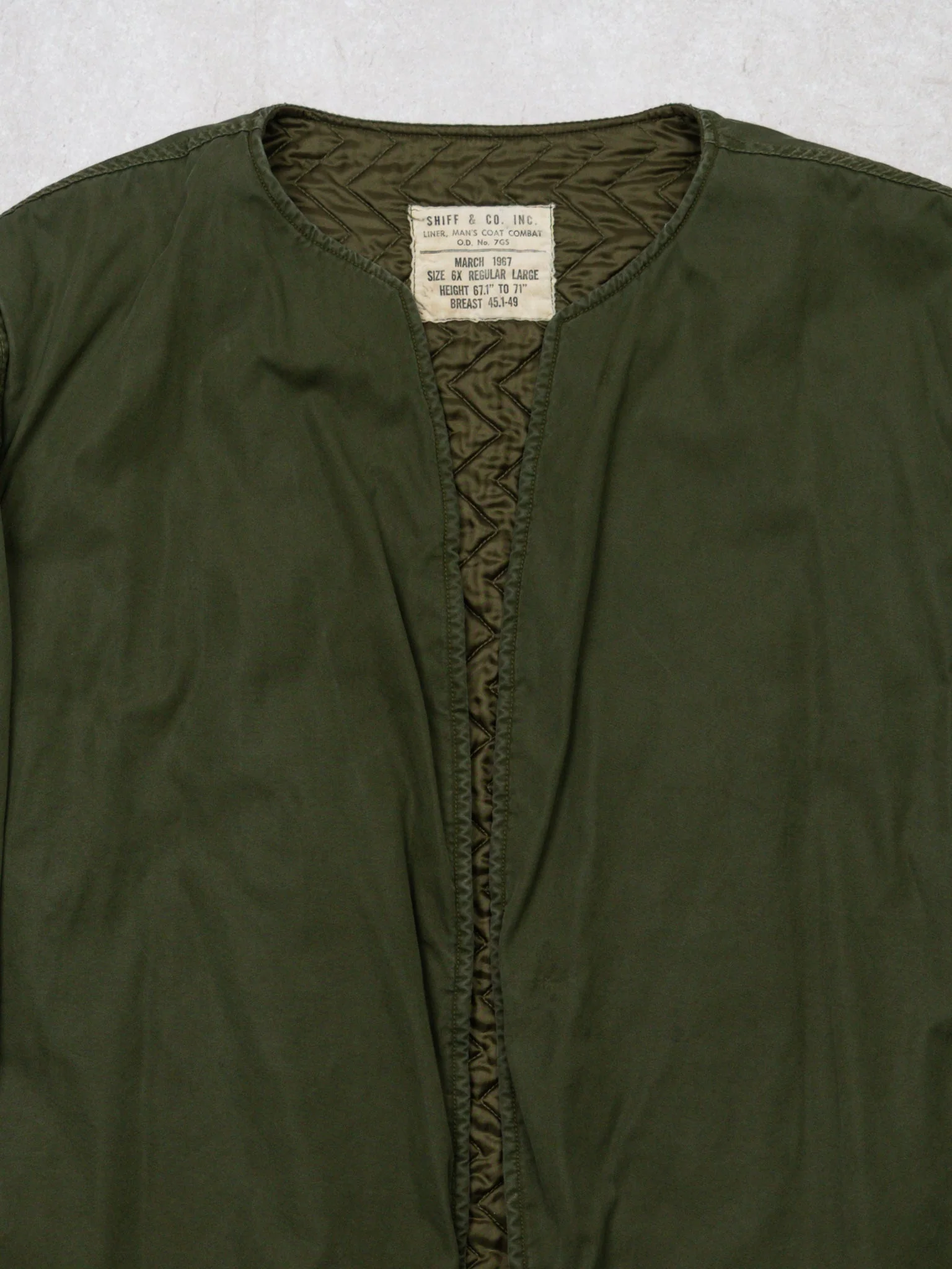 Vintage '67 Green Army Combat Liner (L/XL) - Image 2