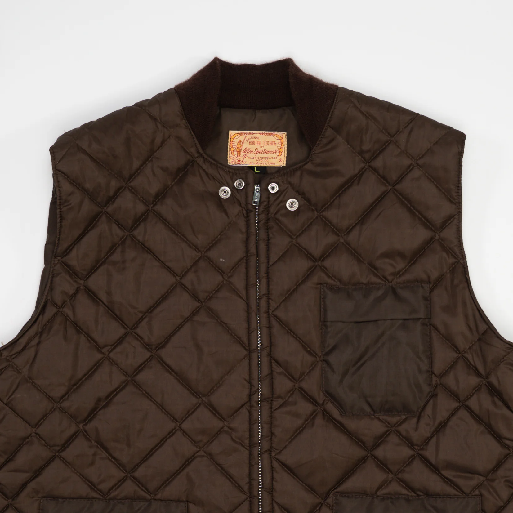 Vintage Brown 70s Allen Sportswear Puffer Vest - Image 2