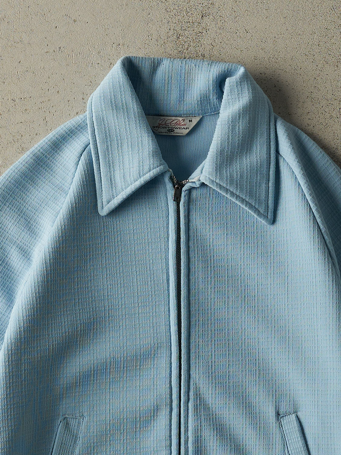 Vintage 70s Baby Blue Zip Up Lightweight Jacket (S/M) - Image 2