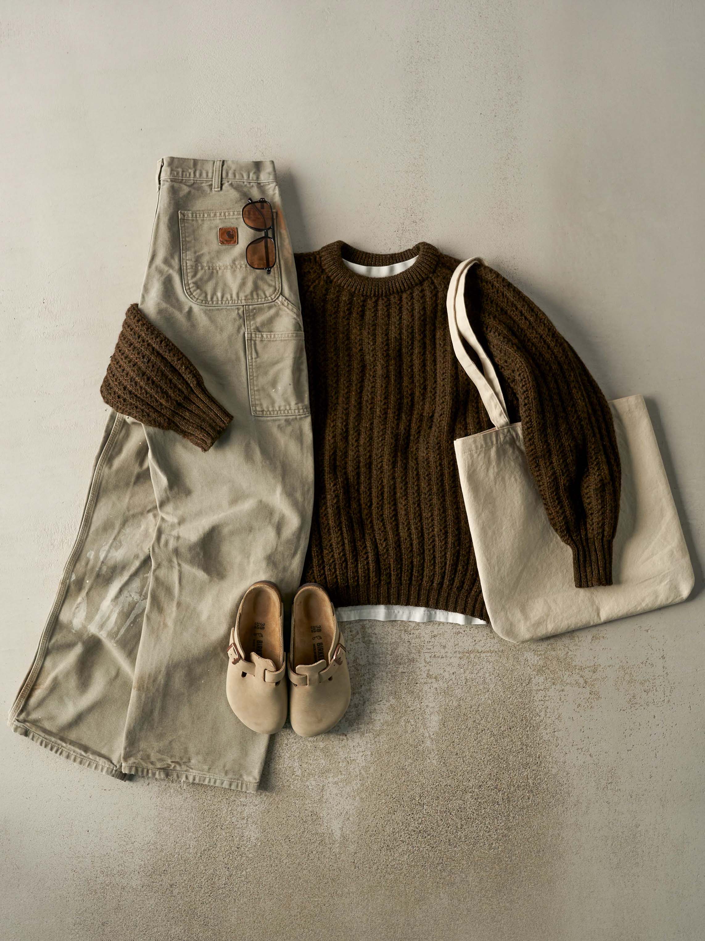 Vintage 70s Brown Boxy Chunky Knit Pullover (M/L) - Image 2