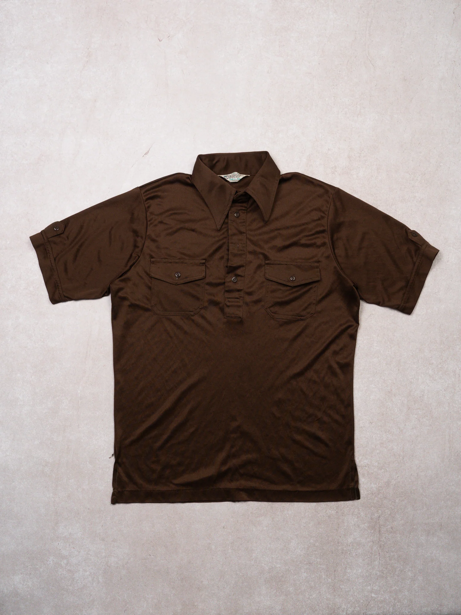 Vintage 70s Brown Kmart Knit Sports Shirt (M)
