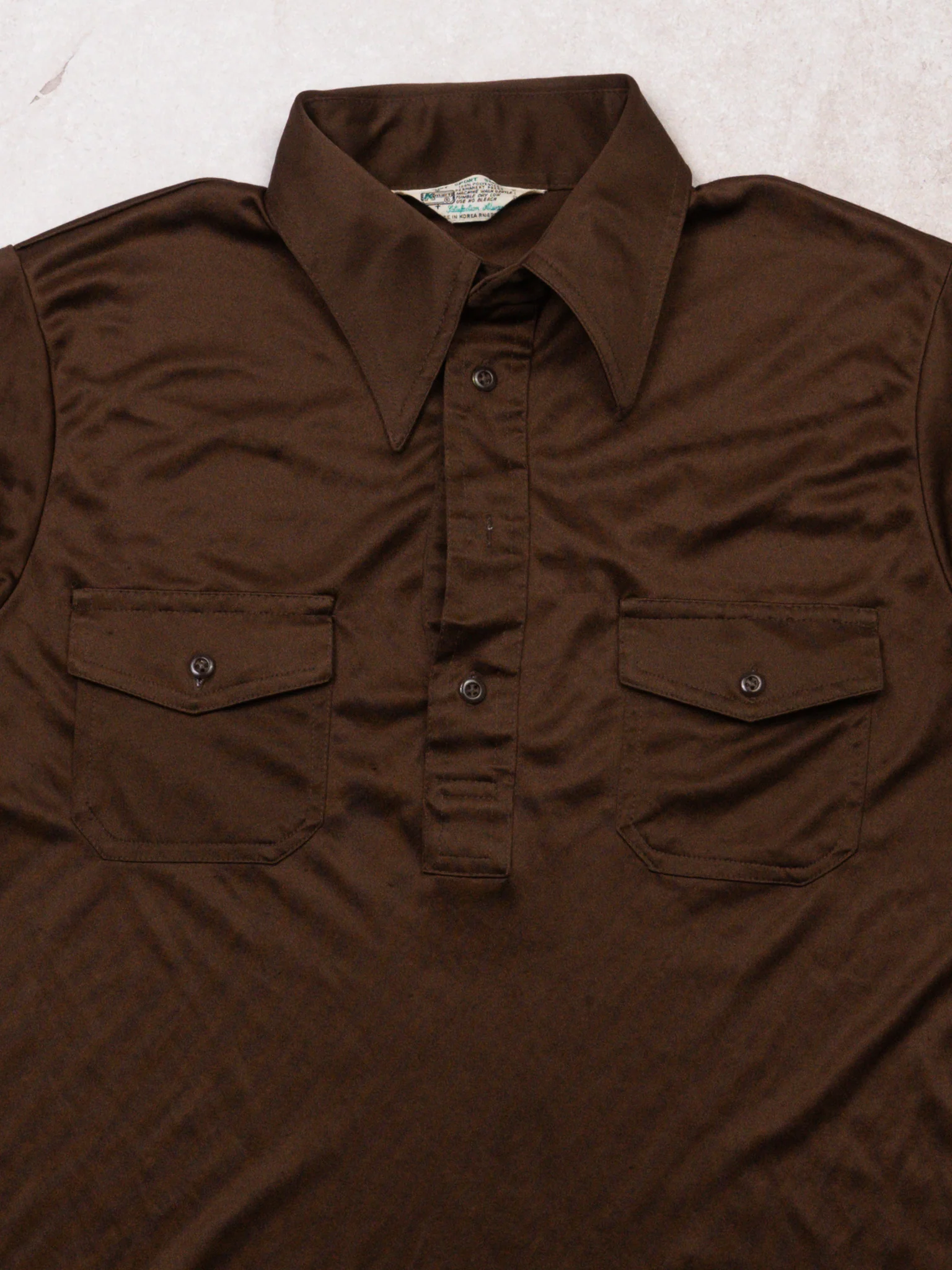 Vintage 70s Brown Kmart Knit Sports Shirt (M) - Image 2
