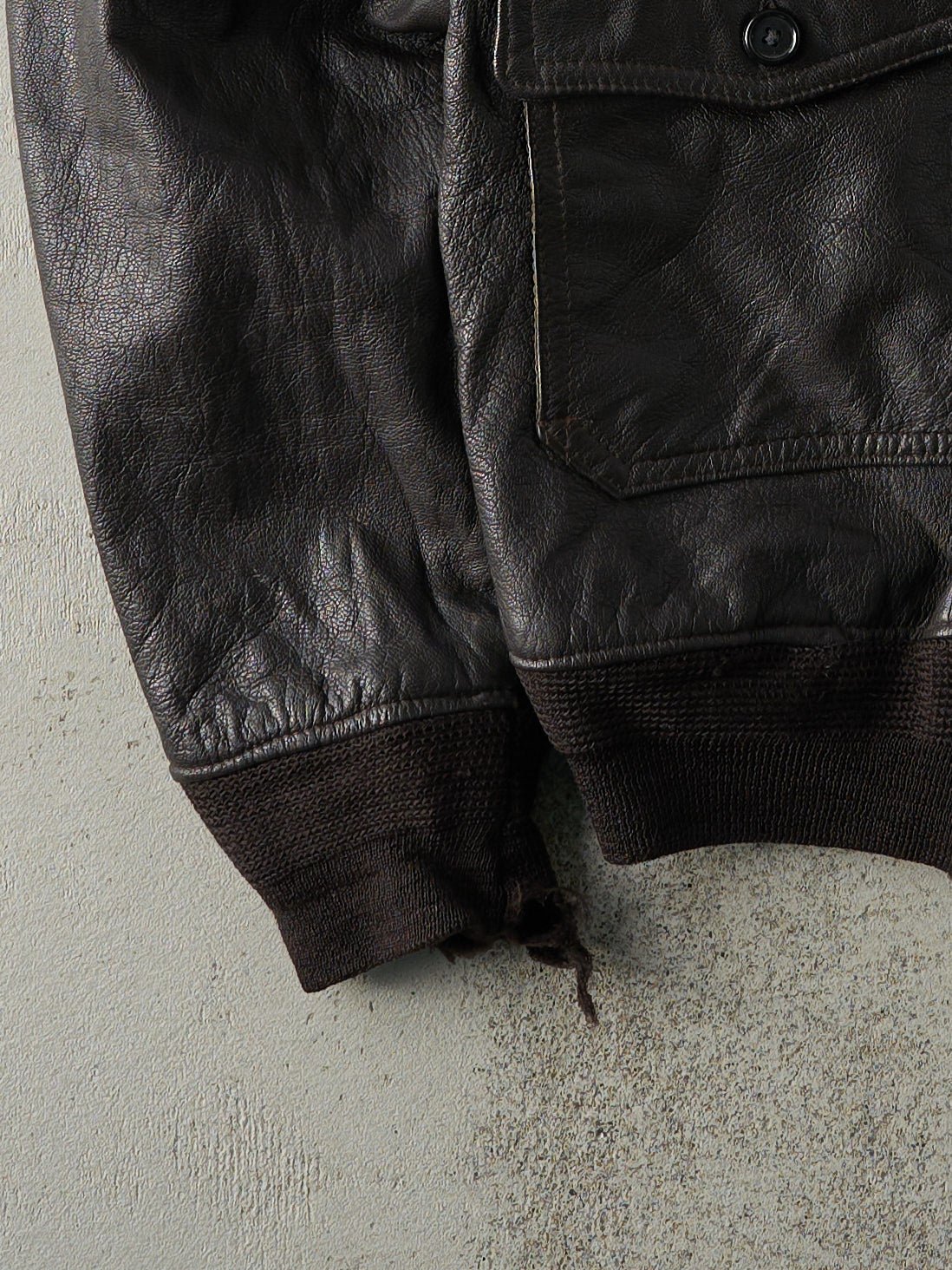 Vintage 70s Brown Leather Sporty's Pilot Shop G-1 Flight Jacket (M) - Image 3
