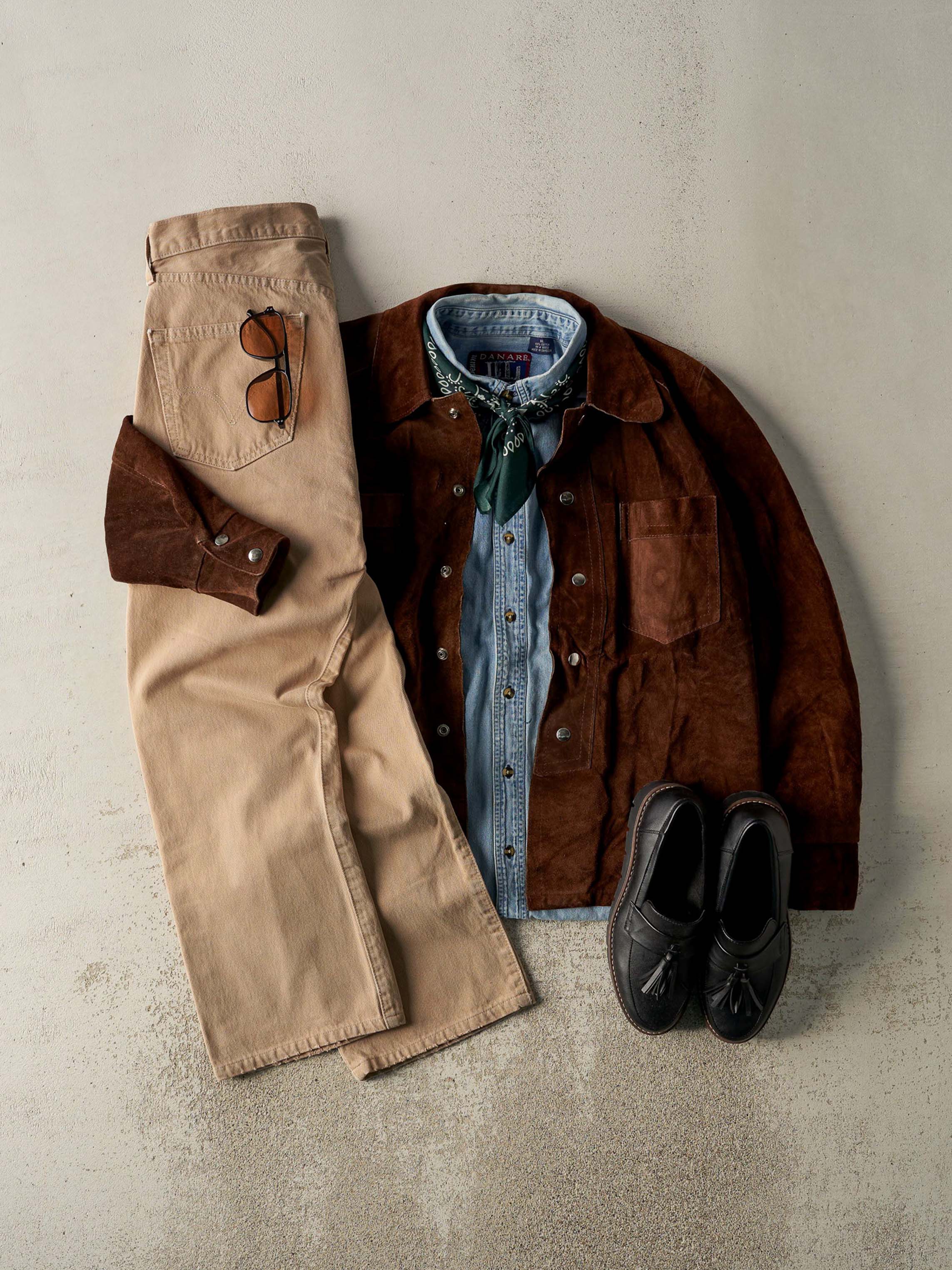 Vintage 70s Brown Suede Button Up Lightweight Jacket (L) - Image 2
