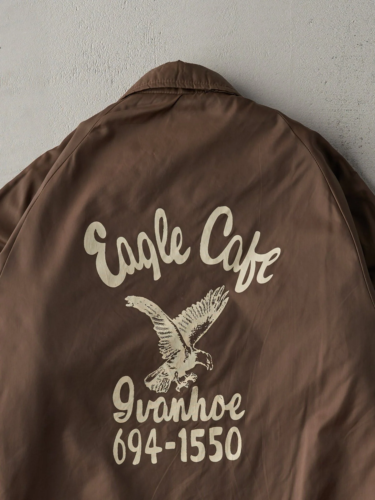 Vintage 70s Dark Brown Eagle Cafe Ivanhoe Chain Stitched Jacket (S) - Image 4