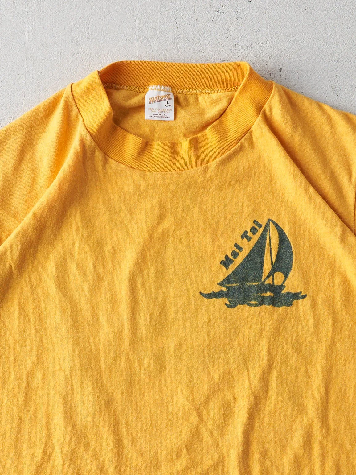 Vintage 70s Golden Yellow South Dakota Sailing Club Single Stitch Tee (M) - Image 3