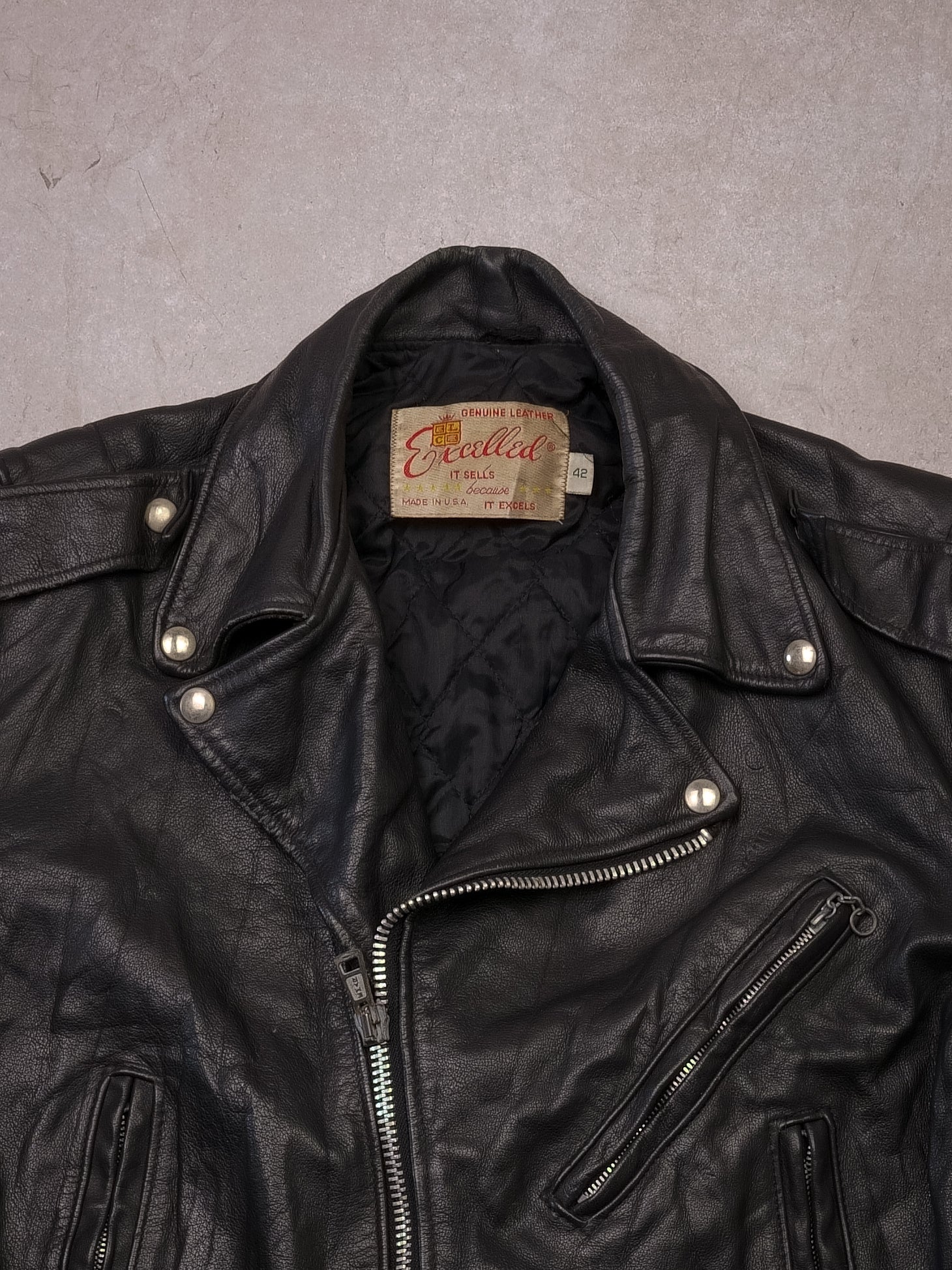 Vintage 60s Black Harley Davidson Genuine Leather Biker Jacket (M) - Image 3