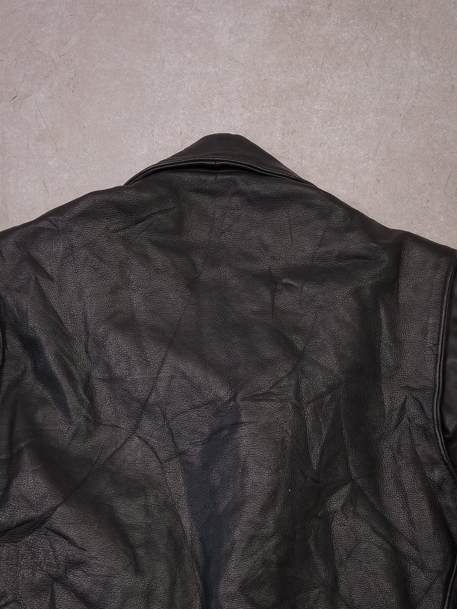 Vintage 60s Black Harley Davidson Genuine Leather Biker Jacket (M) - Image 7