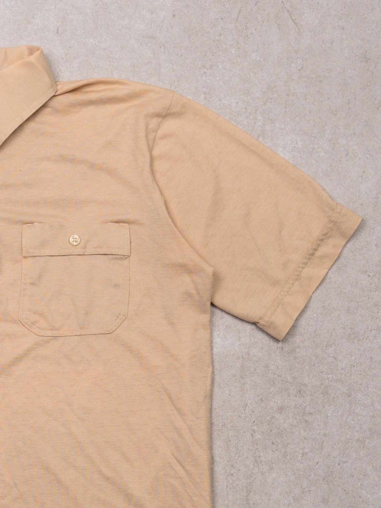 Vintage 70s J C Penny Beige Collared T Shirt (S) - Image 3