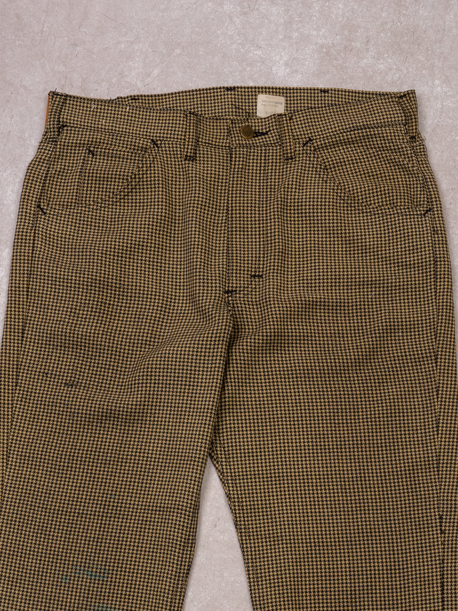 Vintage 70s Lee MR Yellow + Black Patterned Flared Pants (32 x 32) - Image 2