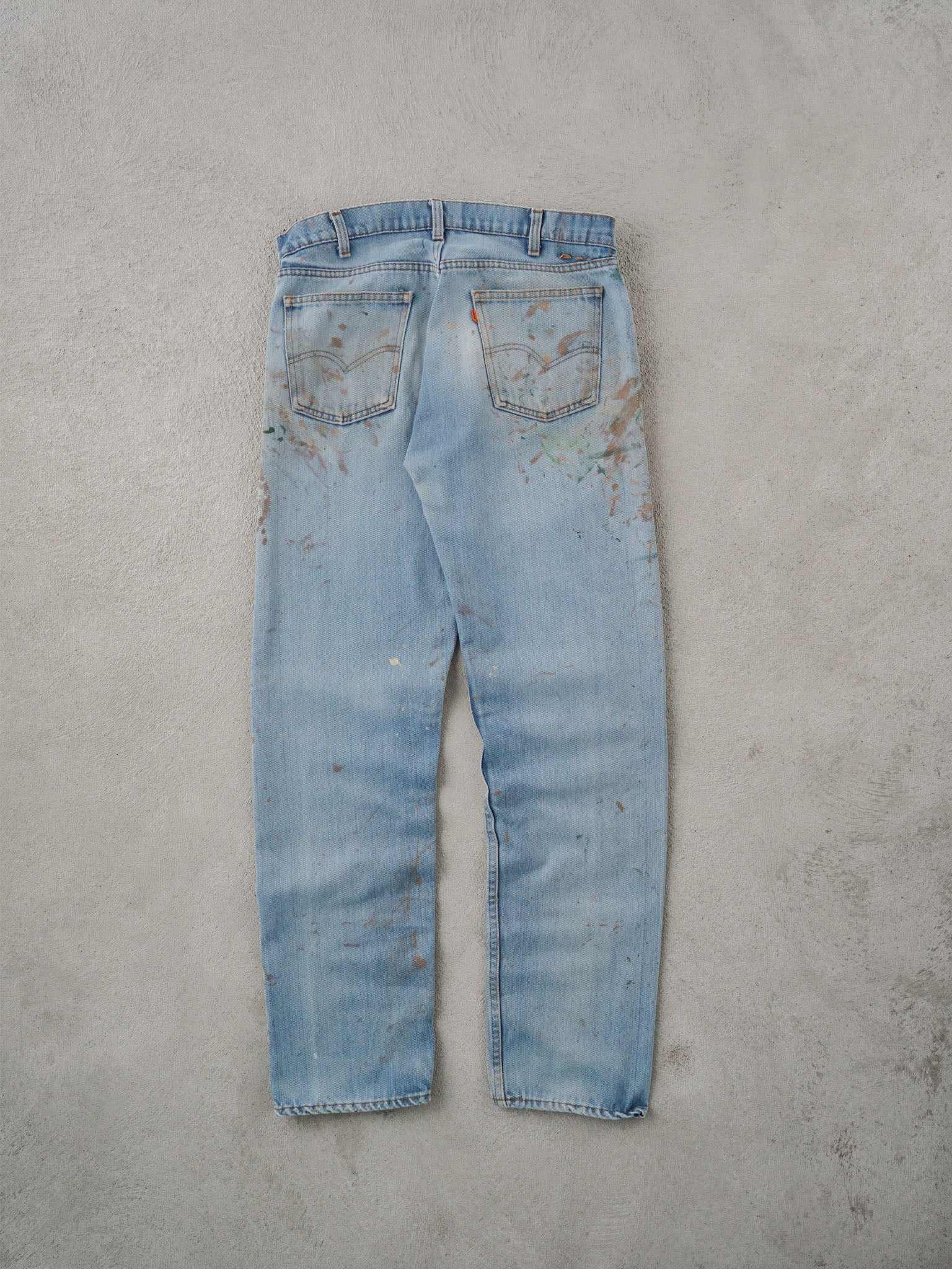 Vintage 70s Light Blue Levi's Paint Splatter Denim Jeans (36x34) - Image 2