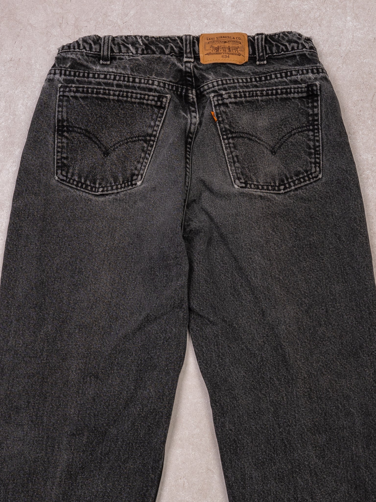 Vintage 70s Washed Black 634 Orange Tab Jeans (30 x 31) - Image 4