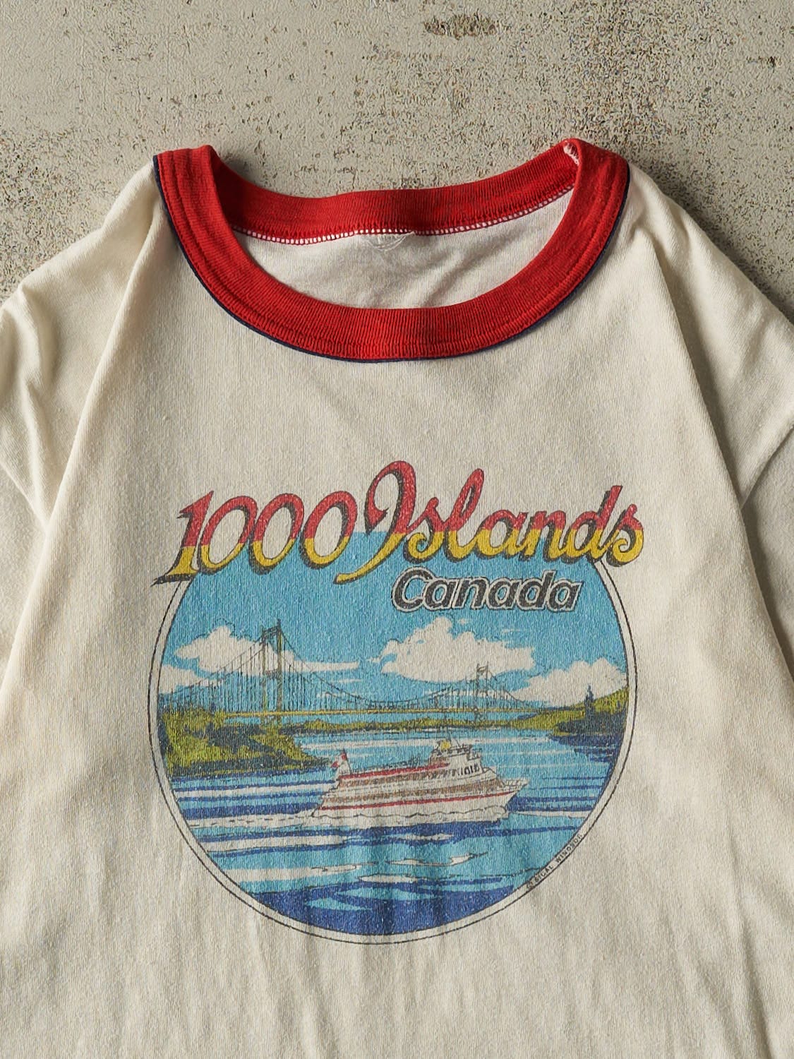 Vintage 70s White 1000 Islands Ringer Tee (S/M) - Image 2