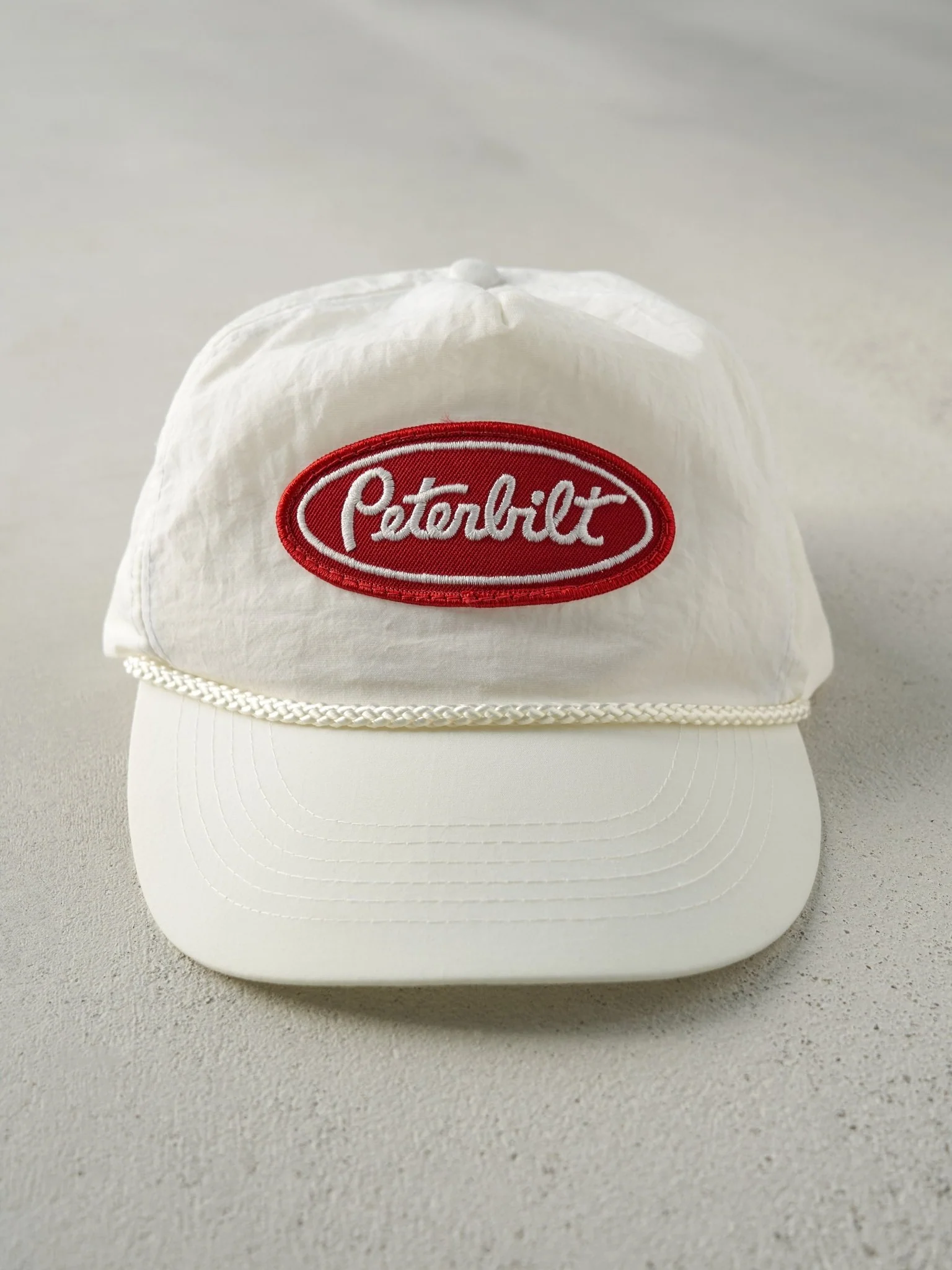 Vintage 70s White Peterbilt Zipback Hat