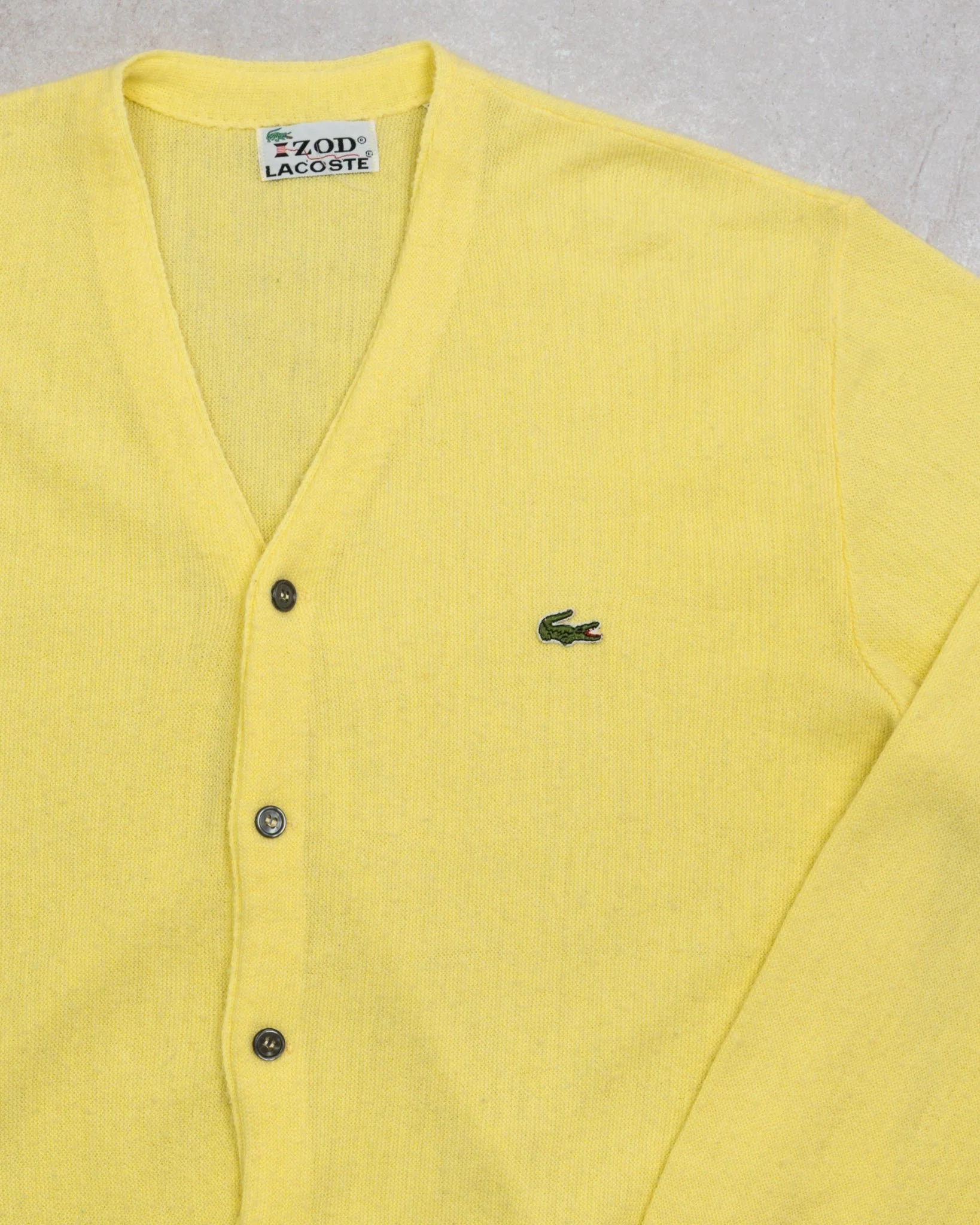 Vintage 70s Yellow Lacoste Izod Cardigan (L) - Image 2