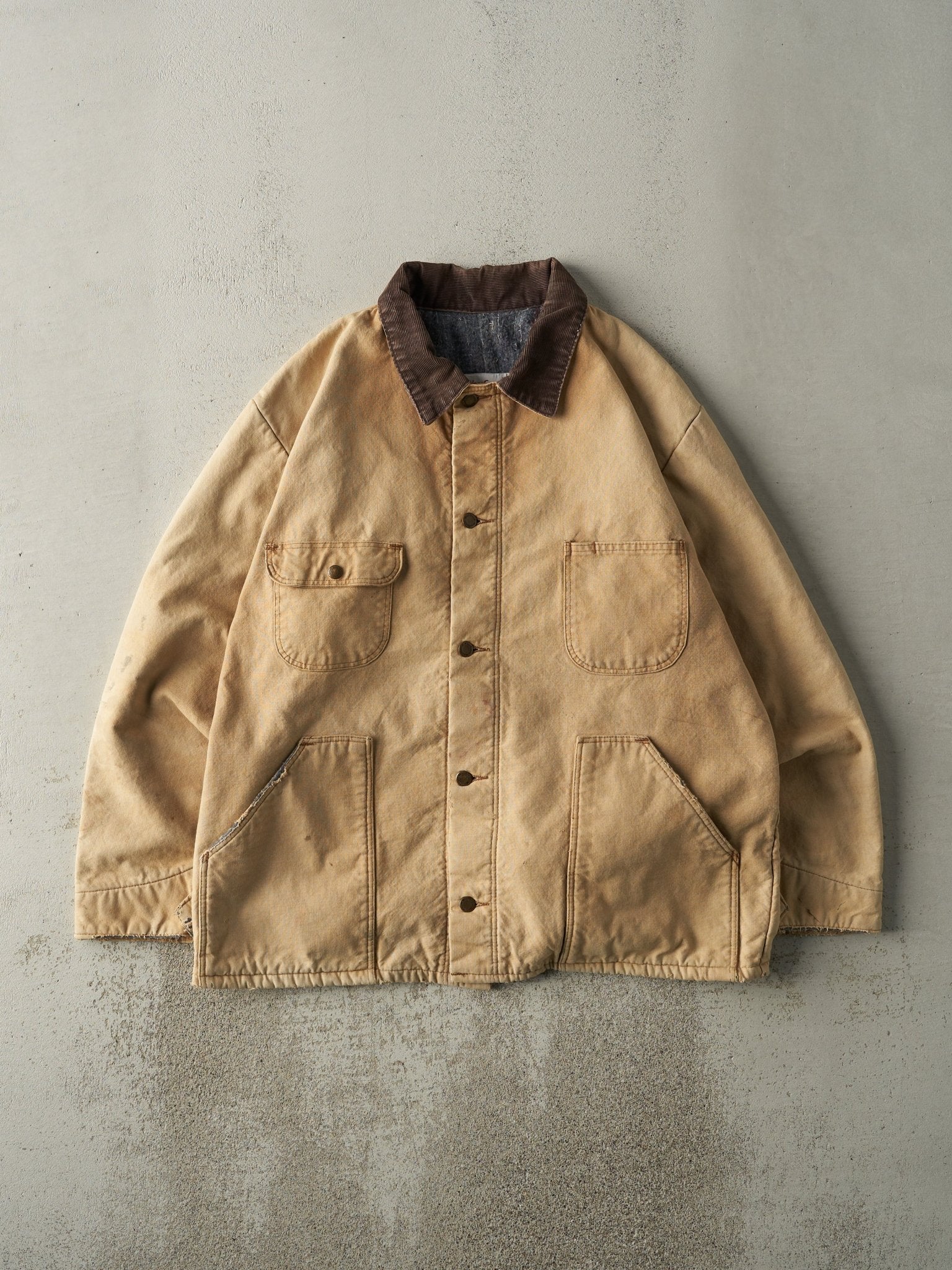 Vintage 80s Beige Blanket Lined Barn Chore Jacket (L/XL)