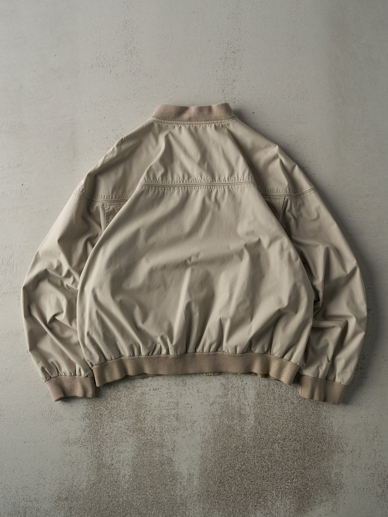 Vintage 80s Beige Boxy Harrington Bomber Jacket (L) - Image 2