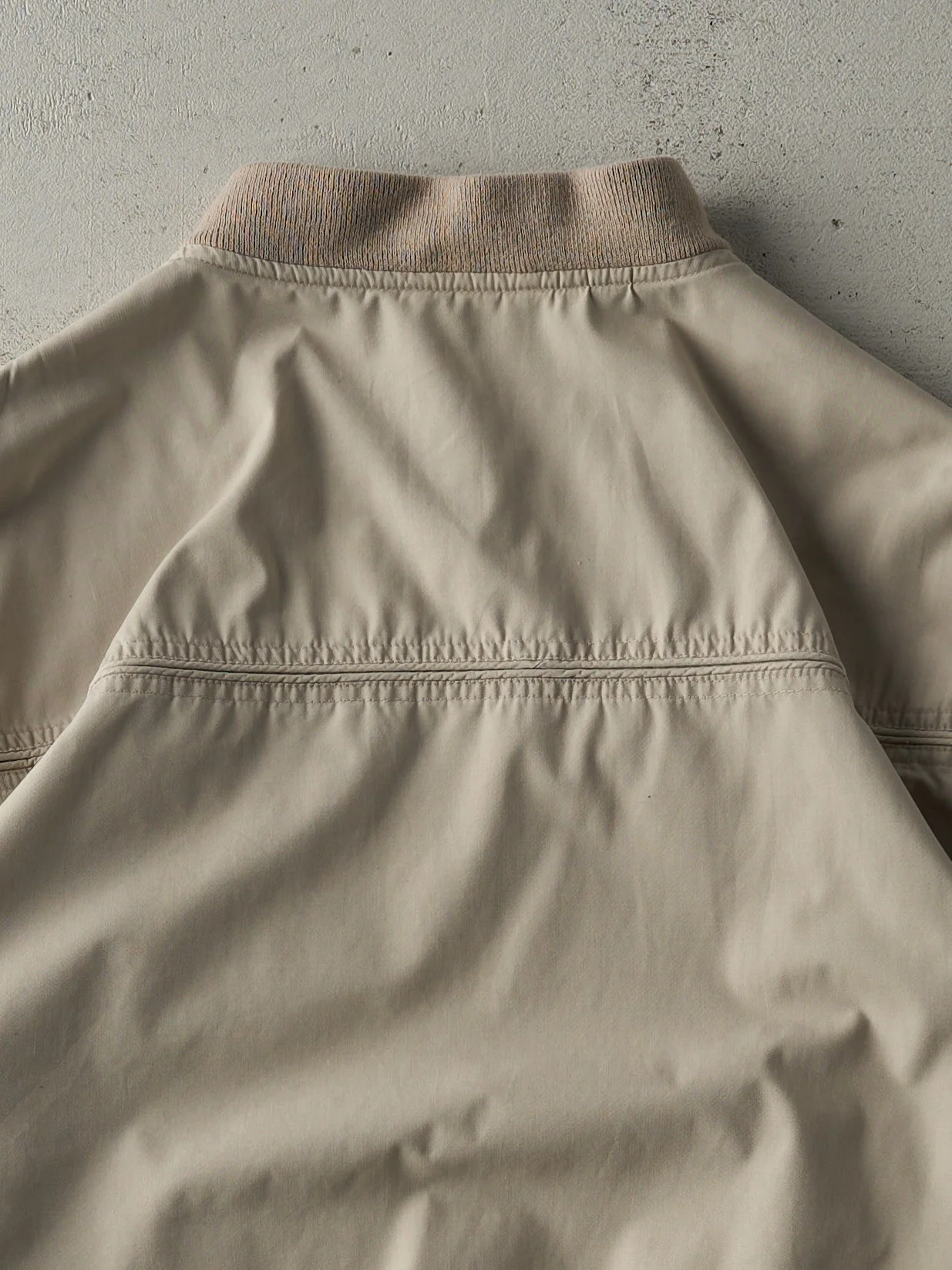 Vintage 80s Beige Boxy Harrington Bomber Jacket (L) - Image 4