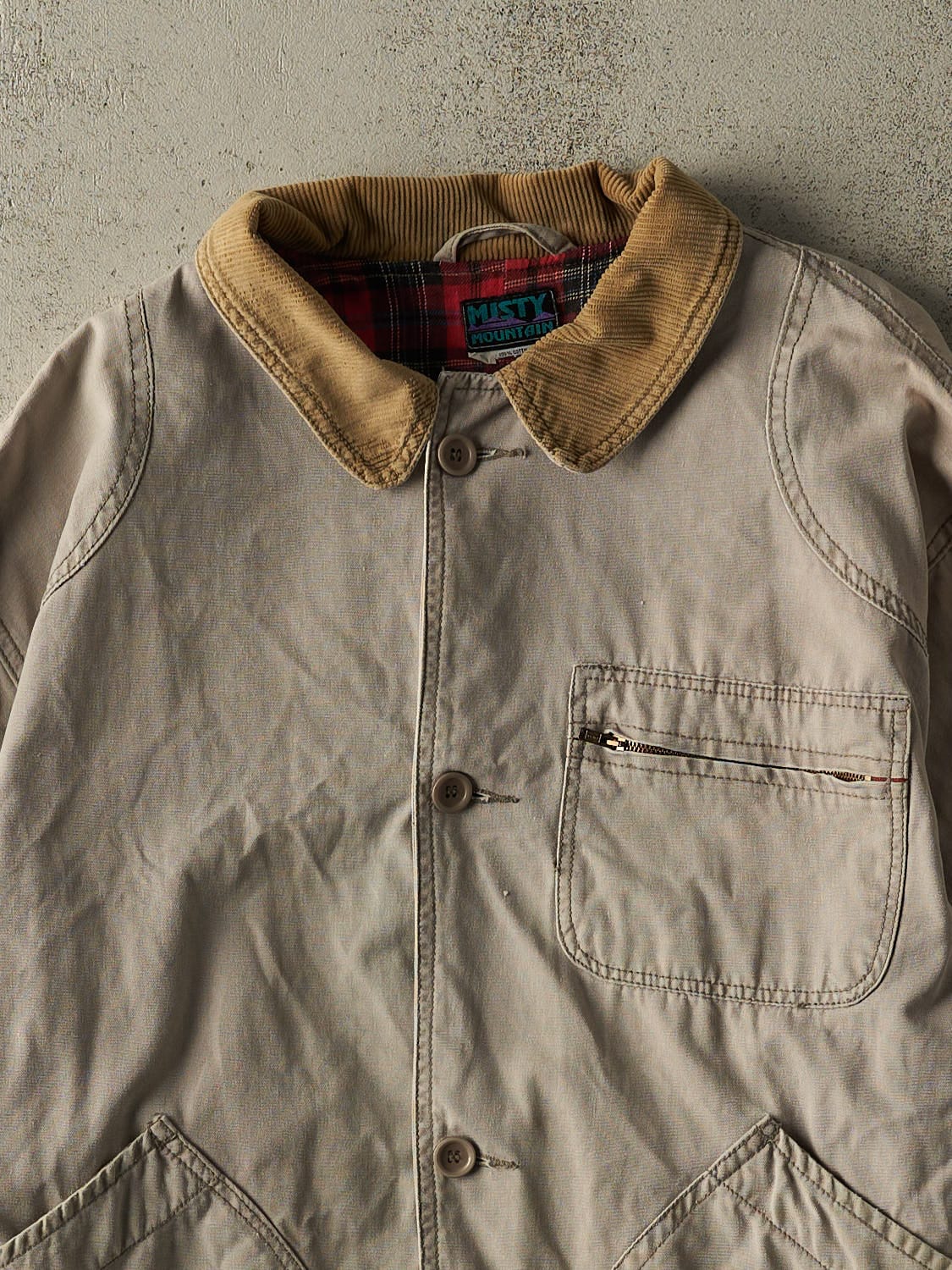 Vintage 80s Beige Misty Mountain Chore Jacket (L/XL) - Image 3