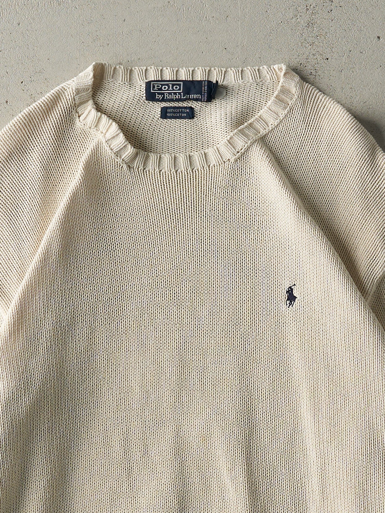 Vintage 80s Beige Polo by Ralph Lauren Knit Pullover (M) - Image 3