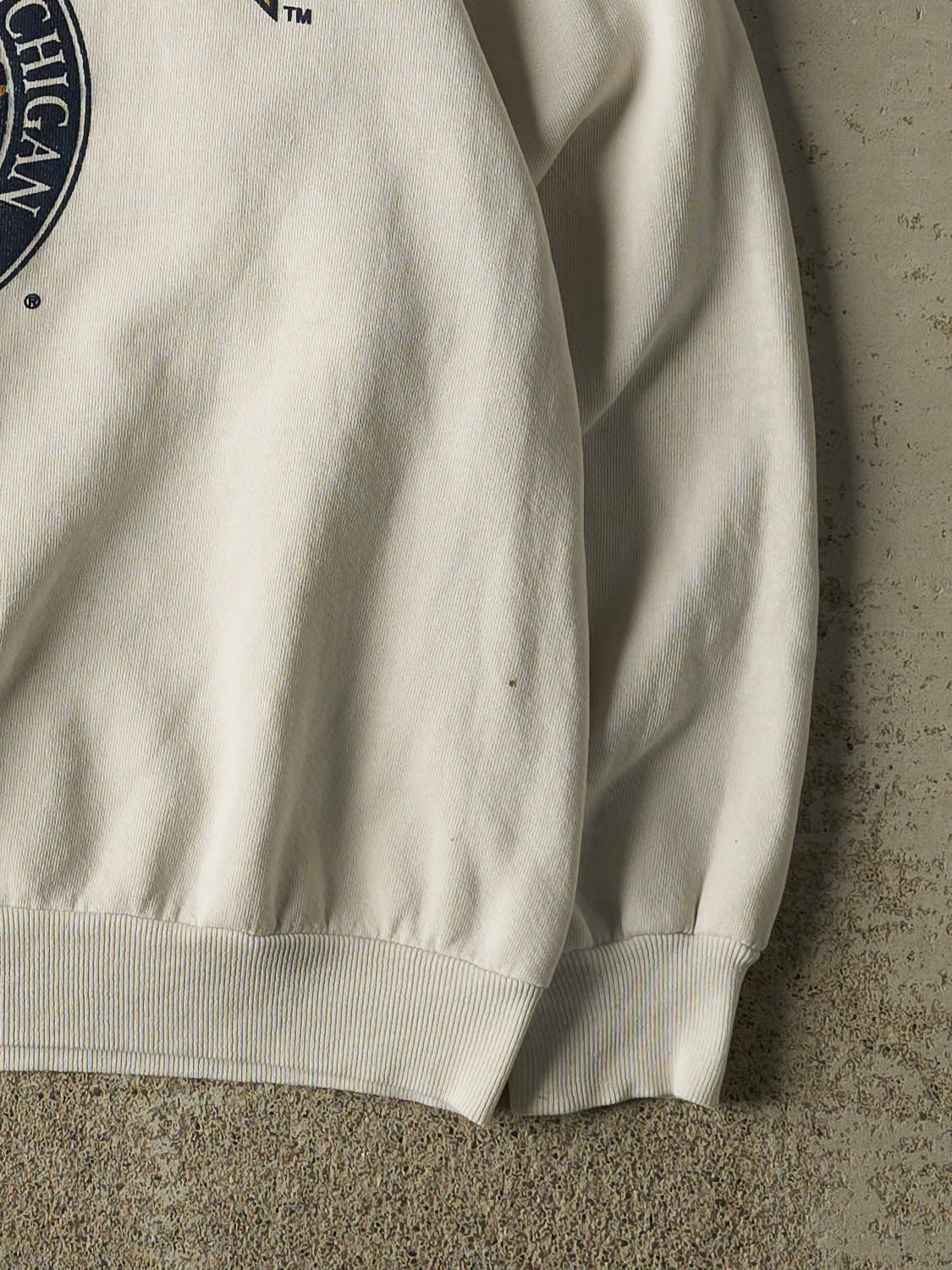 Vintage 80s Beige University of Michigan Crewneck (M) - Image 4