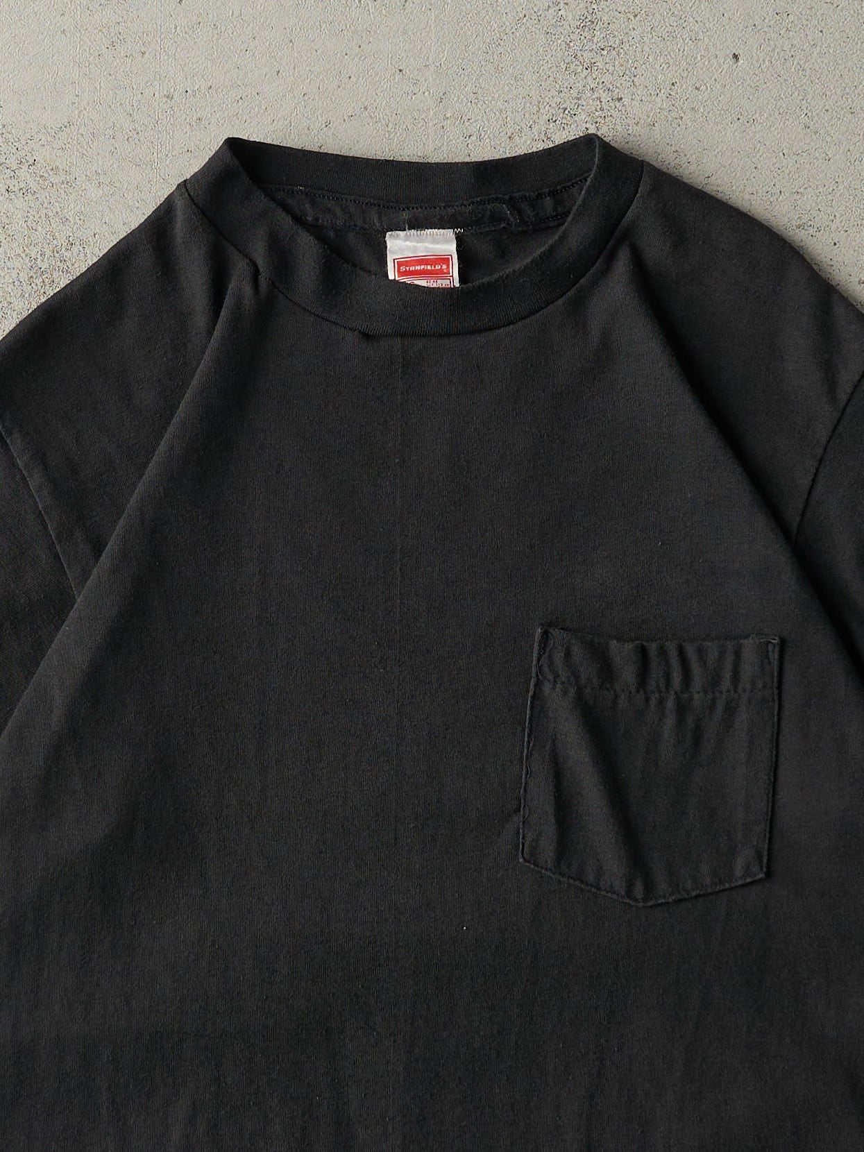 Vintage 80s Black Blank Pocket Ringer Tee (M/L) - Image 2