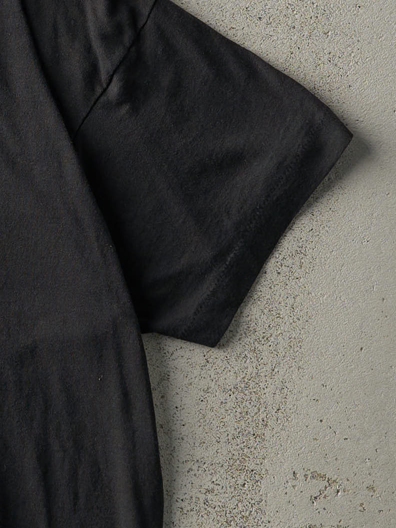 Vintage 80s Black Blank Single Stitch Tee (M) - Image 4
