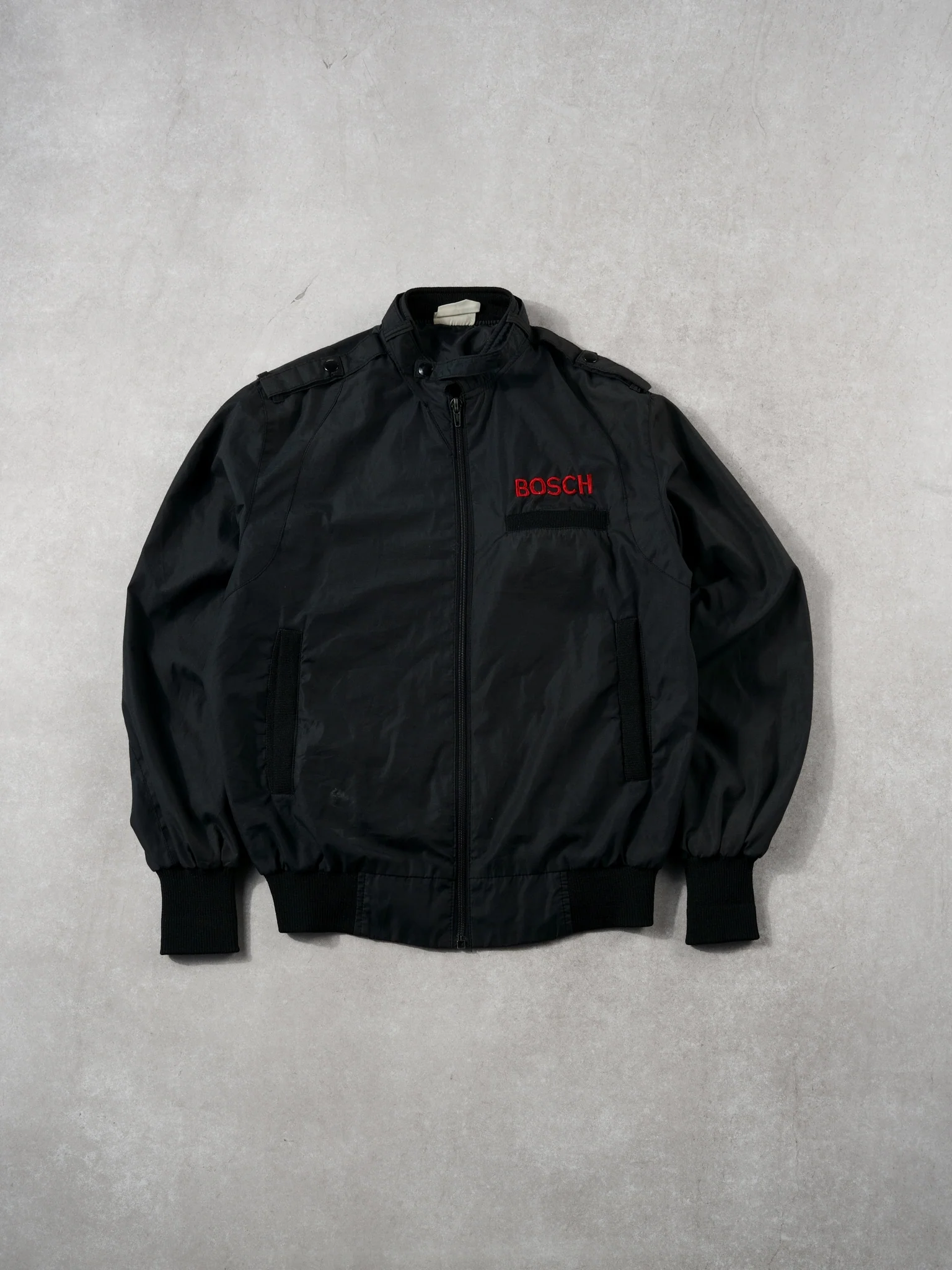 Vintage 80s Black Bosch Light Bomber Jacket (M)
