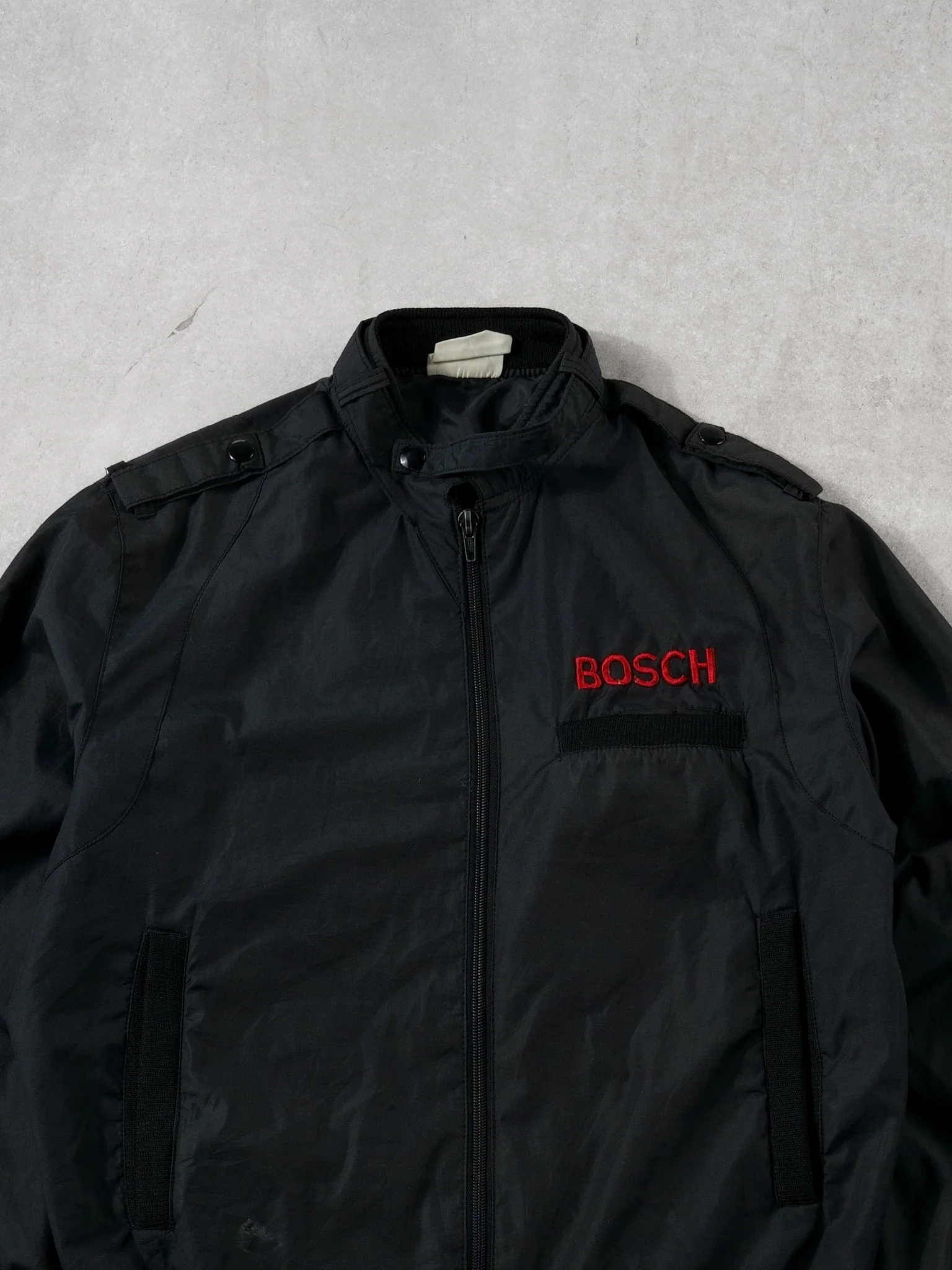 Vintage 80s Black Bosch Light Bomber Jacket (M) - Image 2