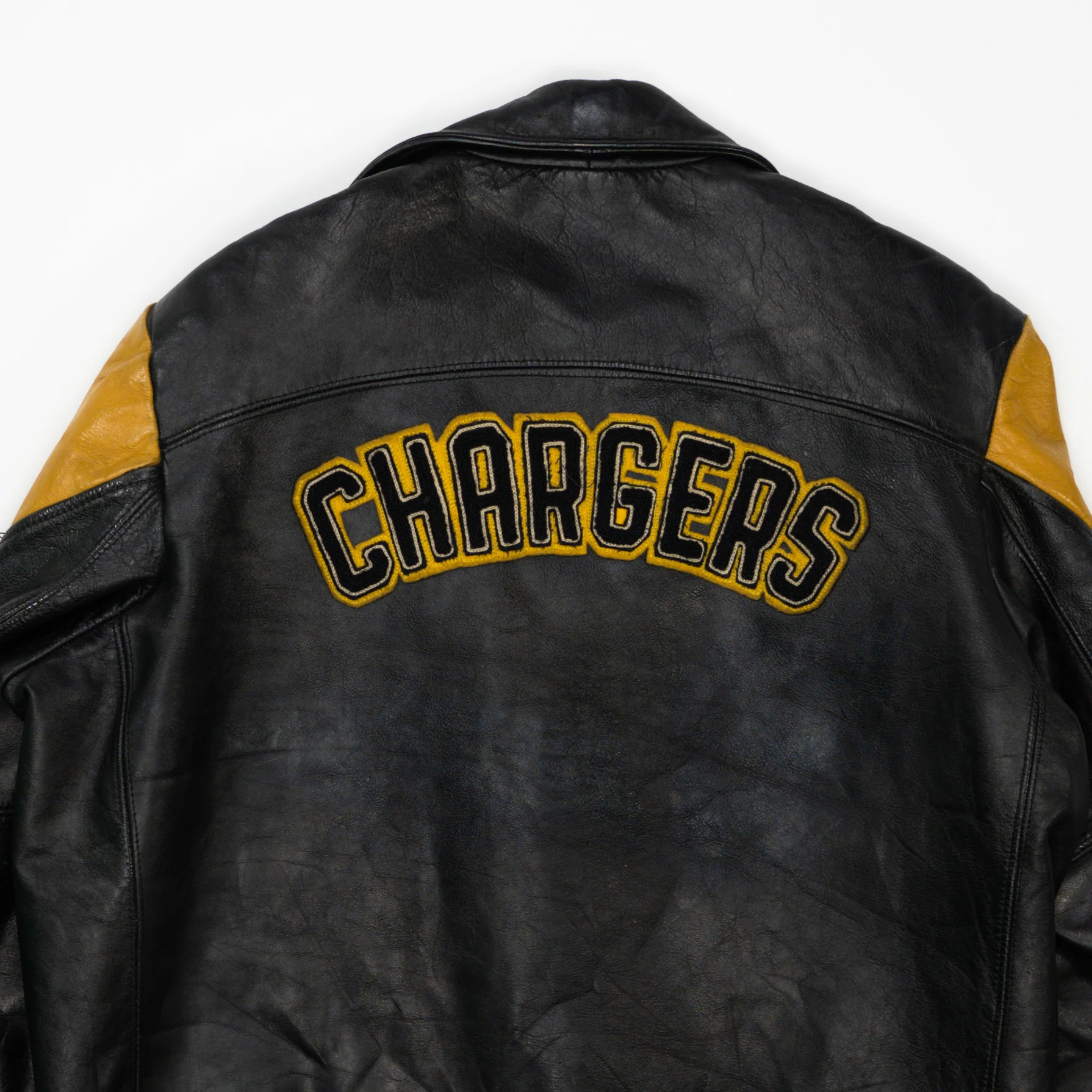 Vintage 70s Black Clarkson Conference Champs Leather Varsity Jacket (L) - Image 4
