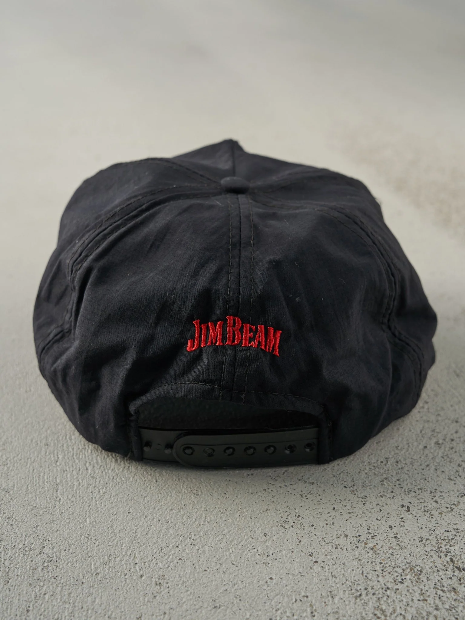 Vintage 80s Black Jim Beam Embroidered Snapback Hat - Image 3